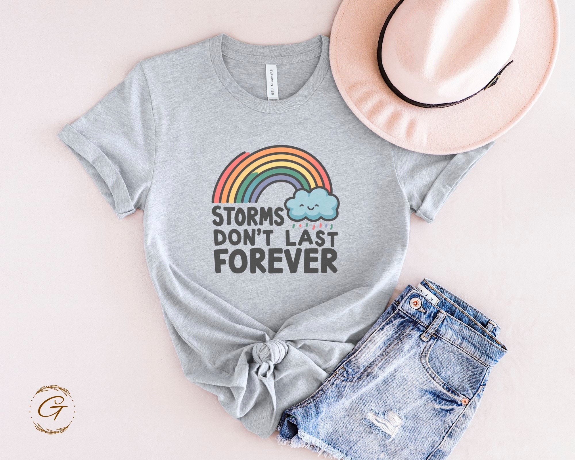 Rainbow Graphic T-Shirt, Storms Don't Last Forever