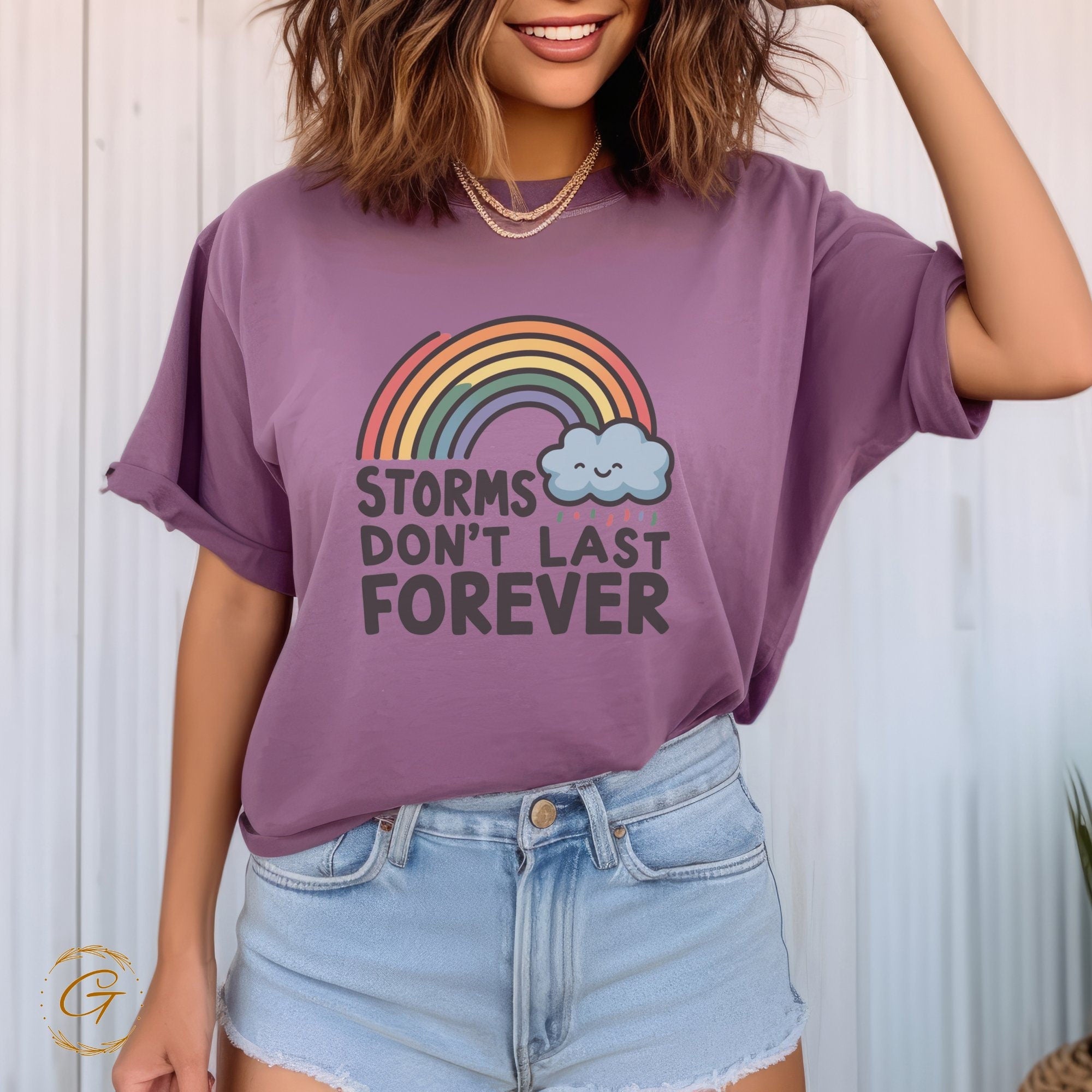 Rainbow Graphic T-Shirt, Storms Don't Last Forever