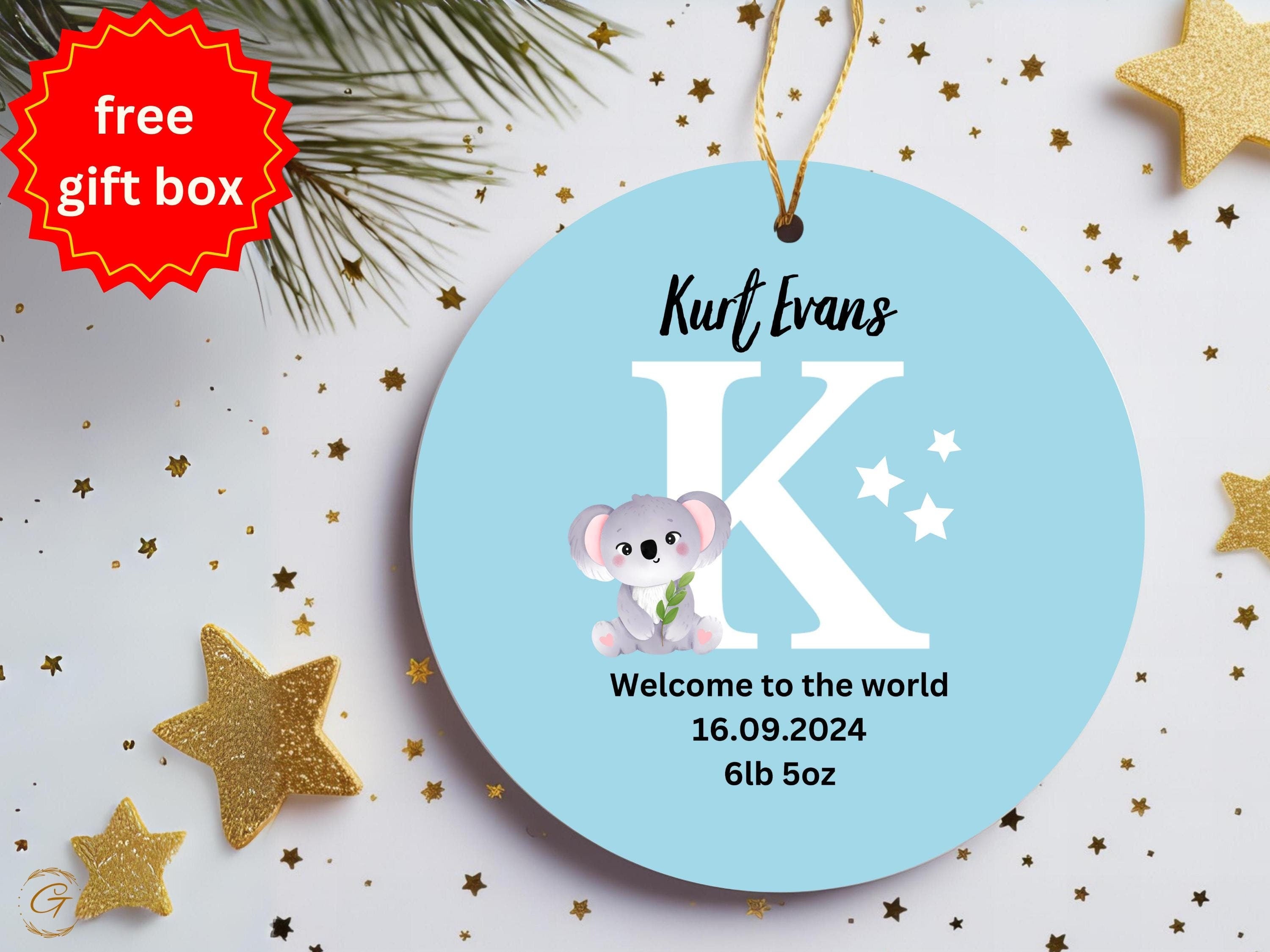 Personalized Baby Koala Ornament, Nursery Decor