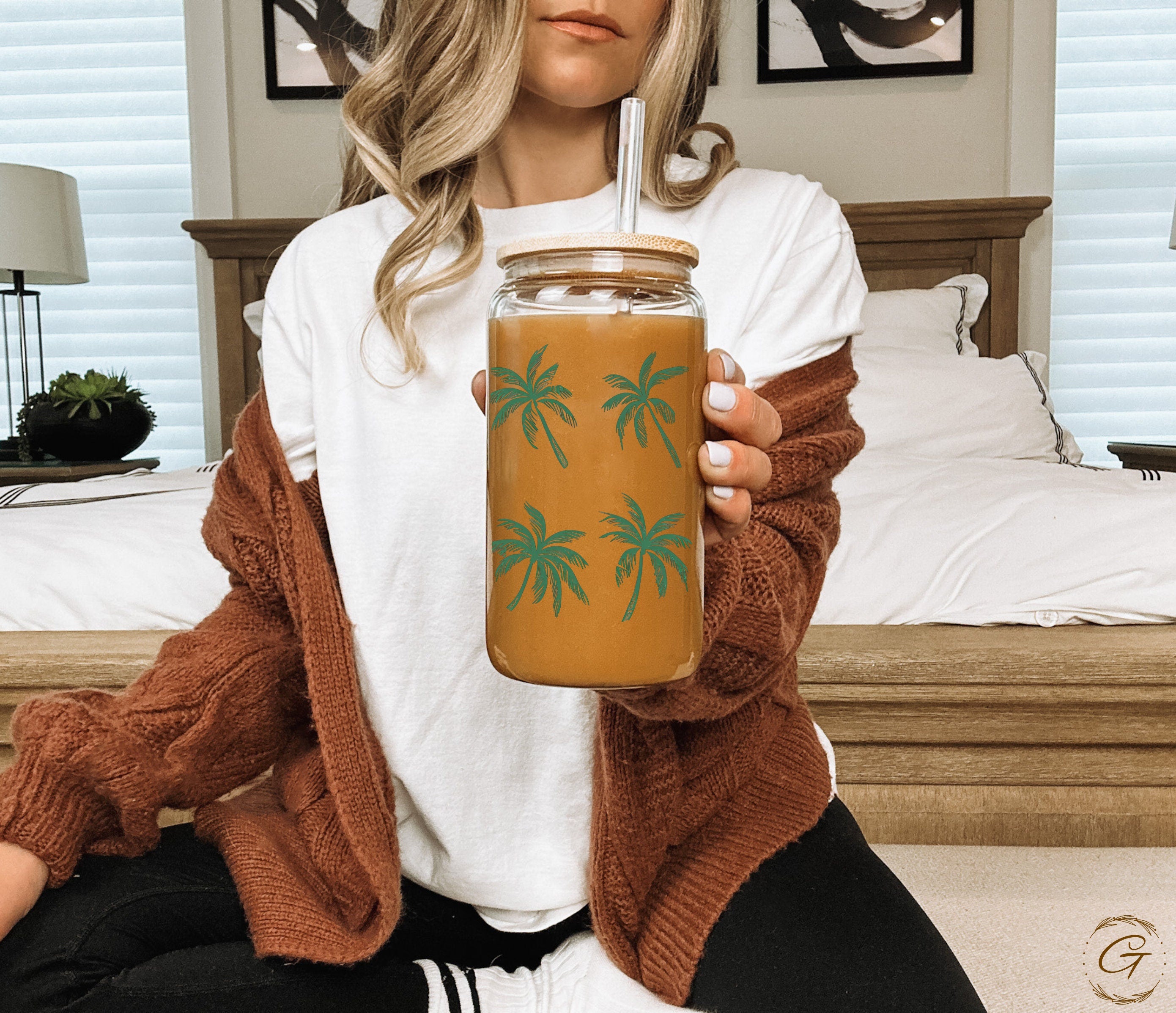 16oz Tropical Palm Trees Libbey Cup