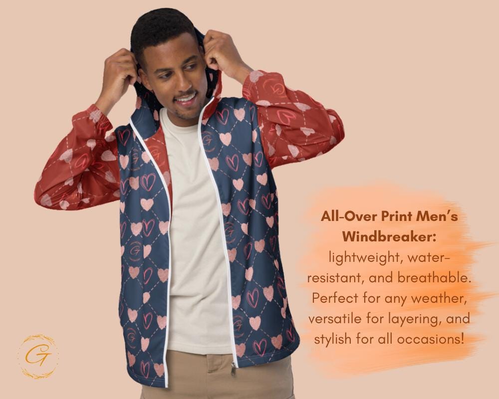 Men’s Windbreaker G Heart Stylish Zip-Up Jacket