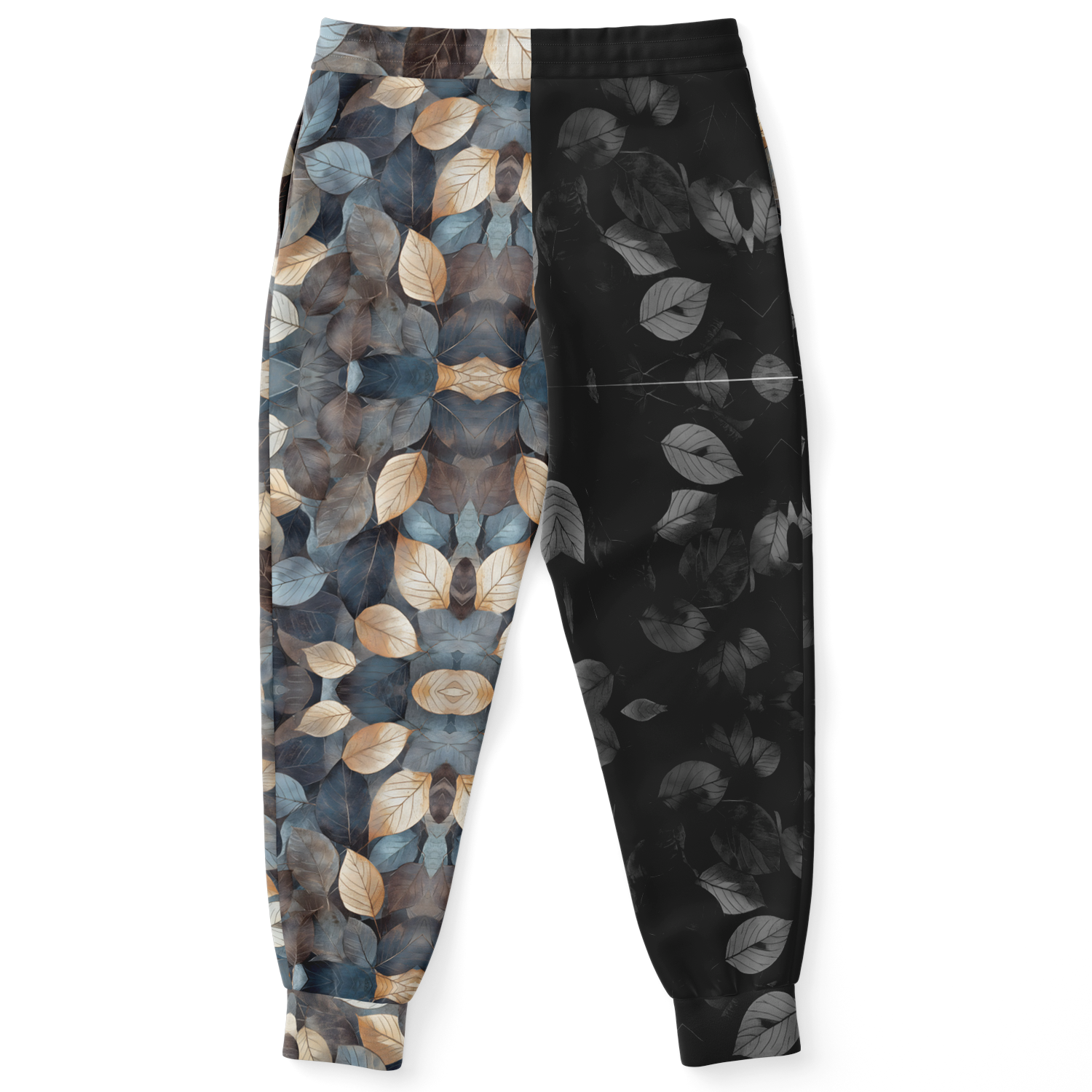 Two-Tone Leaf Print Joggers – Aesthetic Nature-Inspired Sweatpants