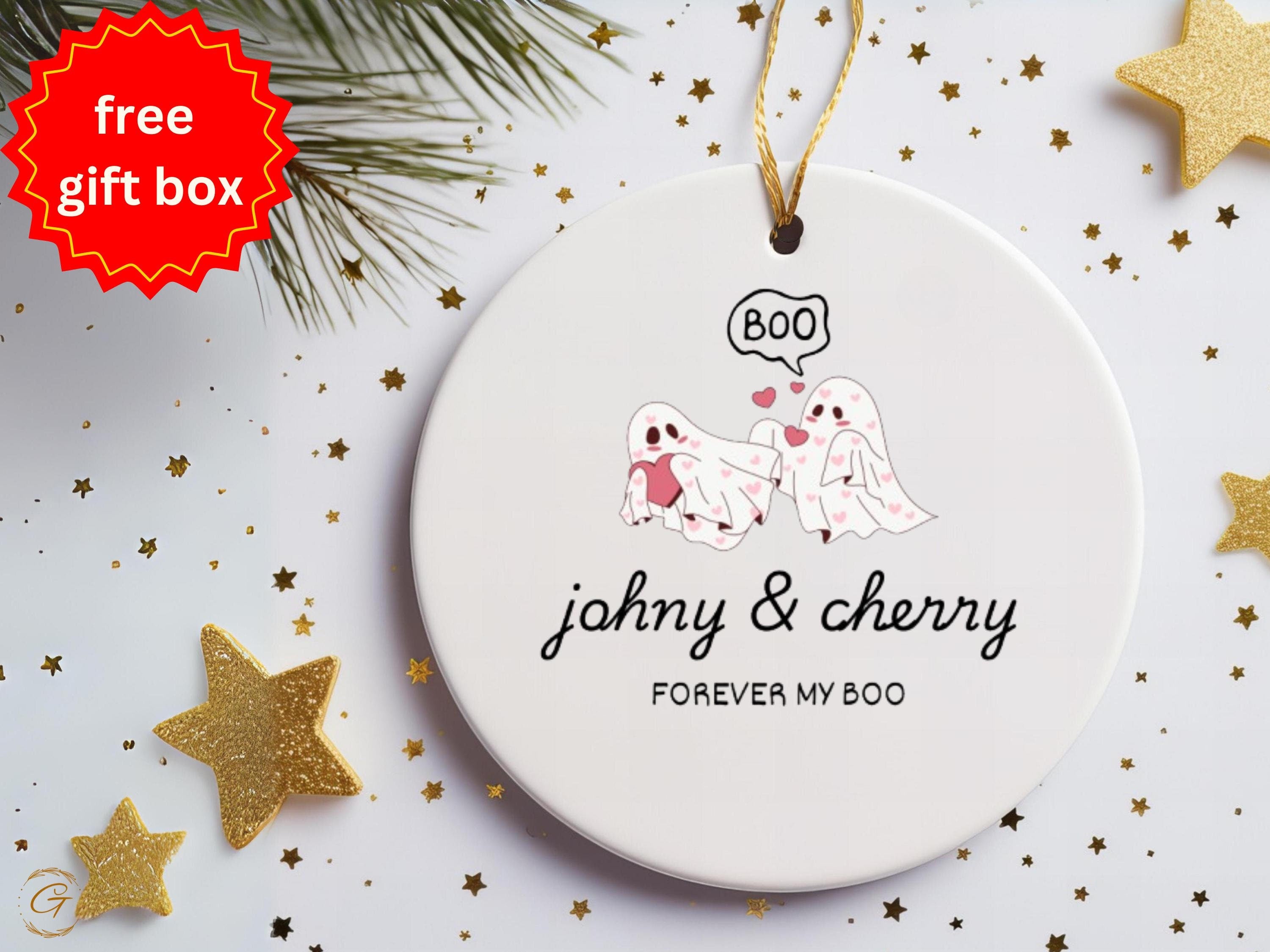 Personalize Cute Ghost Couple Ornament, Halloween Love Decor, Couple Cute Ornament, Spooky Romance Holiday Keepsake, Spooky Romance Ornament