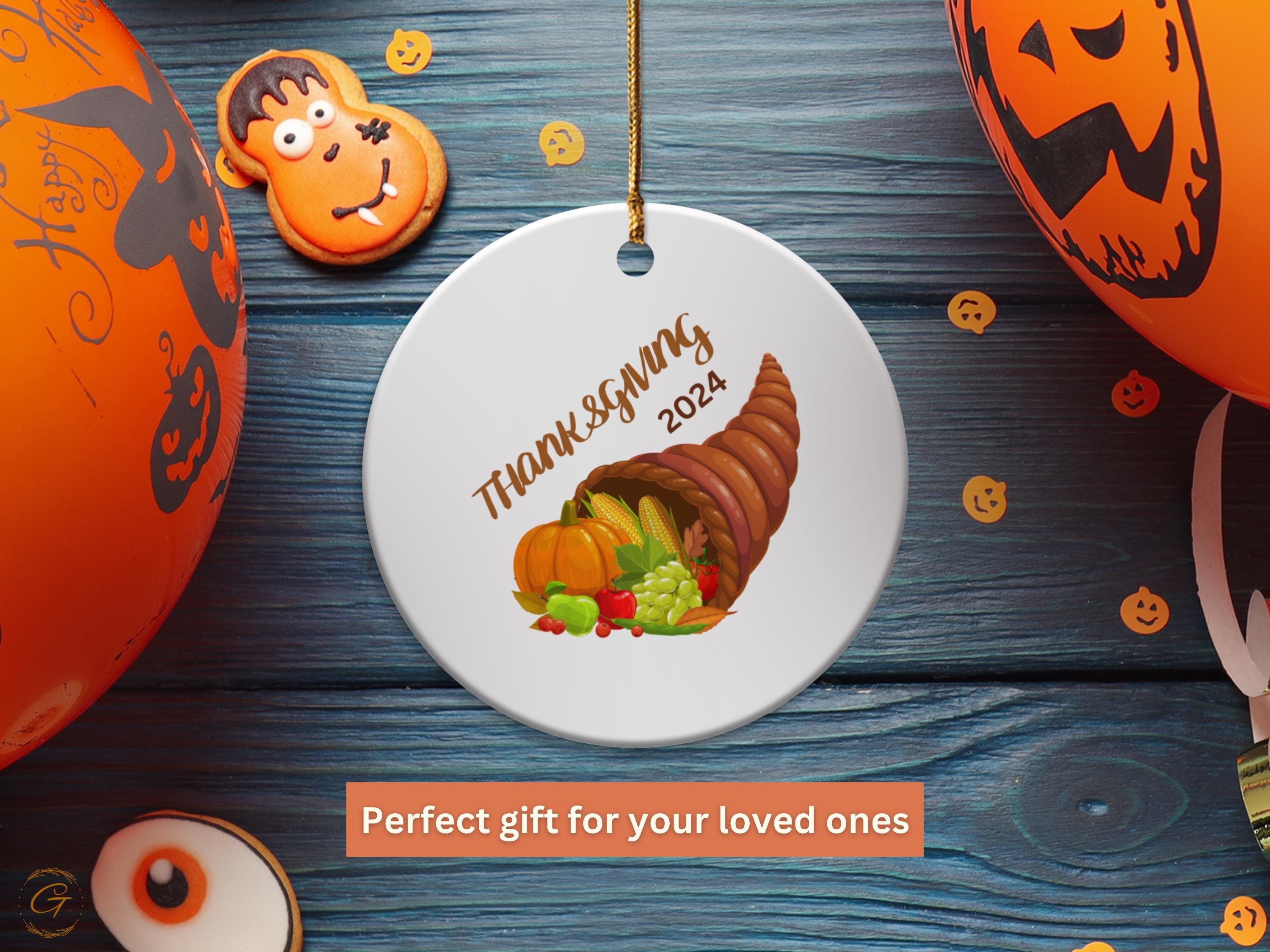 Thanksgiving 2024 Cornucopia Ornament, Fall Harvest Ornaments, Thanksgiving Christmas Tree Decor, Autumn Seasonal Keepsake Gift, Ideal Gifts