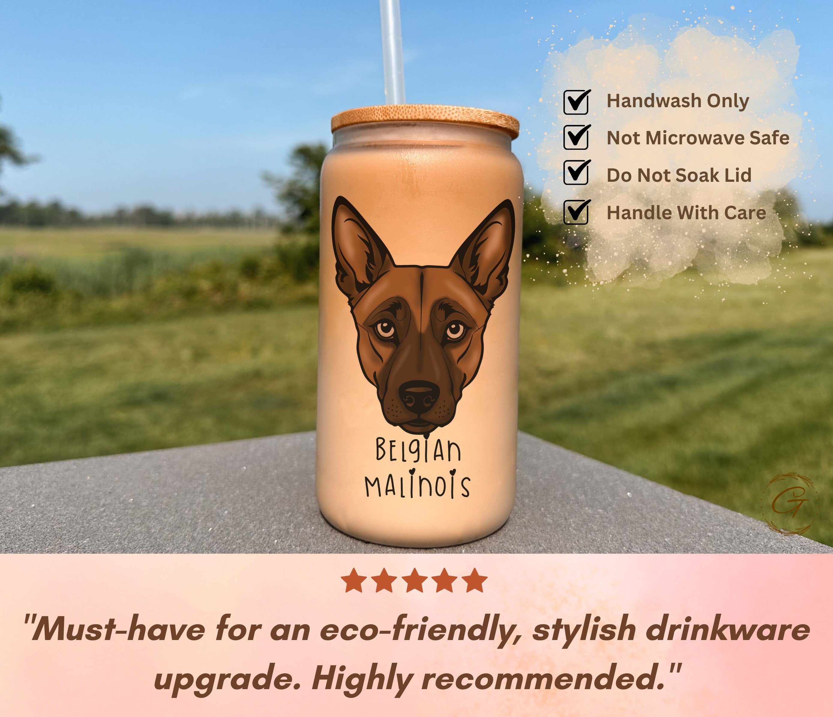 Belgian Malinois Dog Art Frosted Glass