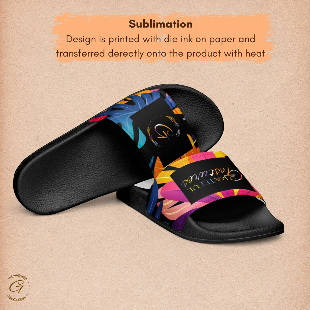 Floral Colorful Men's Slides with Vibrant Design