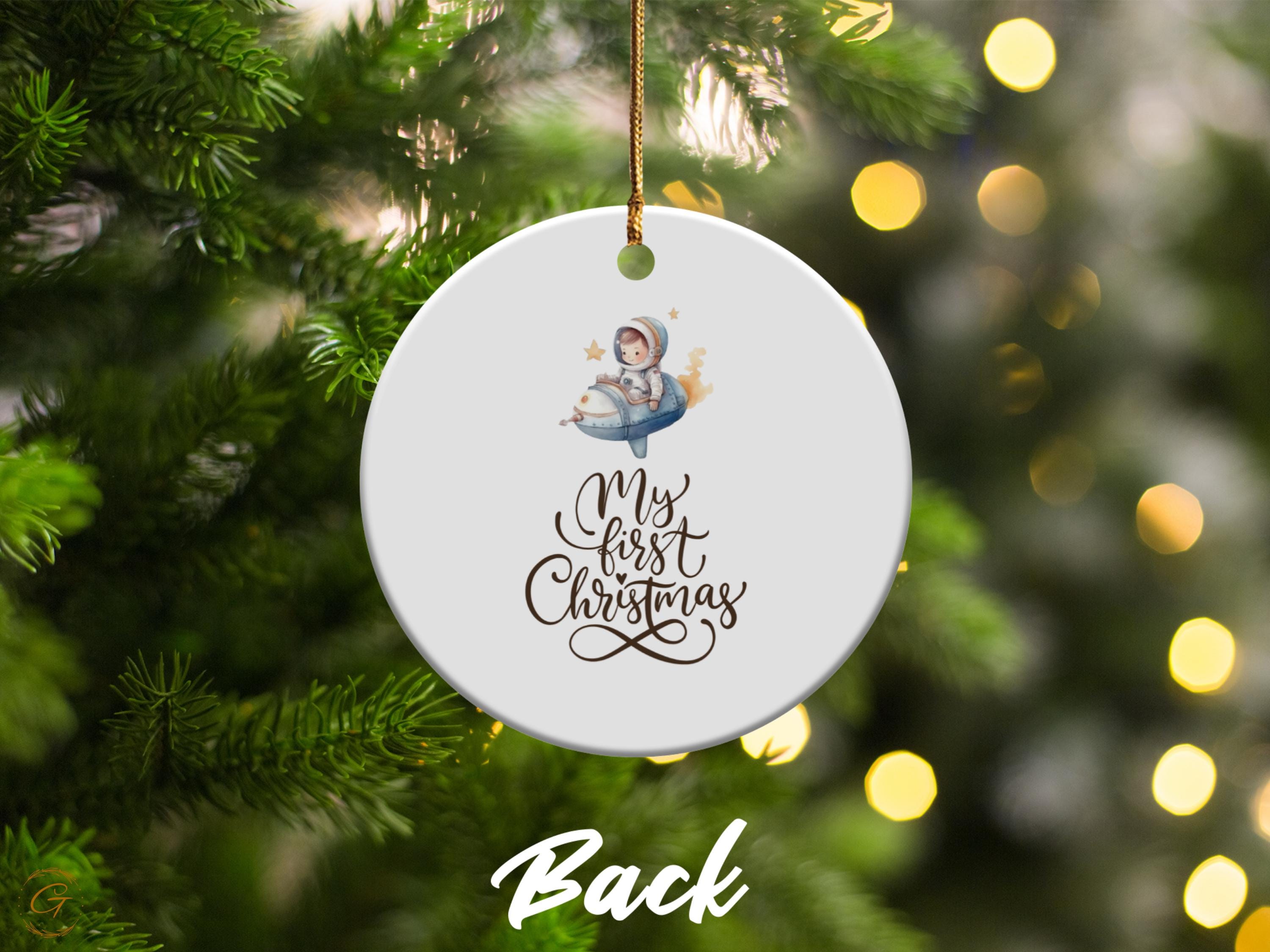 Personalized Baby Boy First Christmas Ornament , Rocket Ship Baby Ornaments, Custom Christmas Tree Decoration for Newborn, Holiday Keepsakes