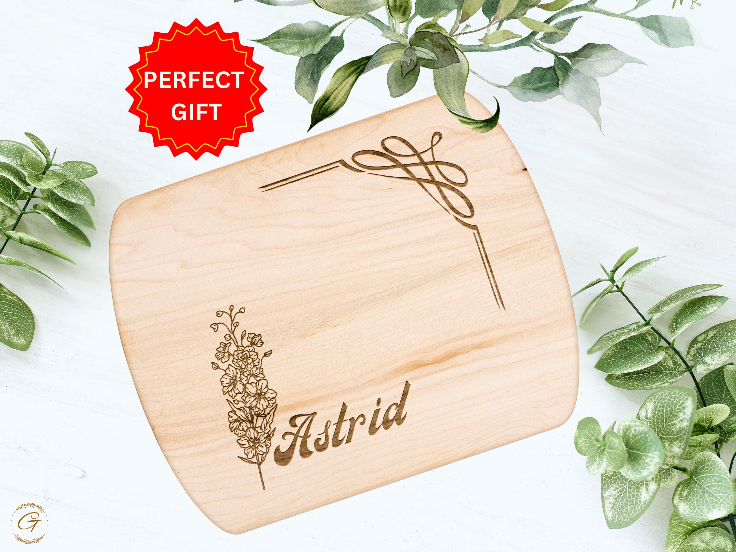 Personalized Cutting Board with Larkspur Engraving
