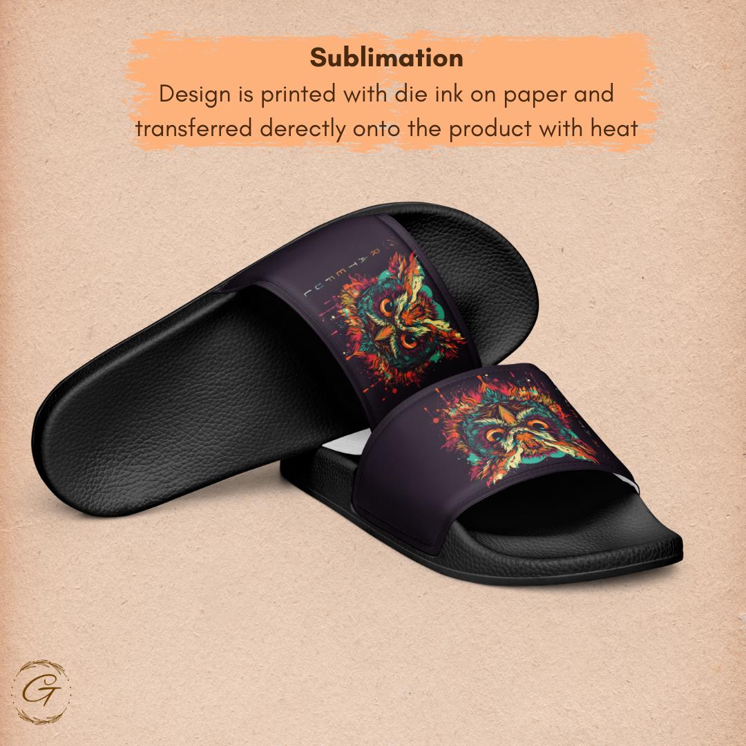 Colorful Owl Design Men's Slides