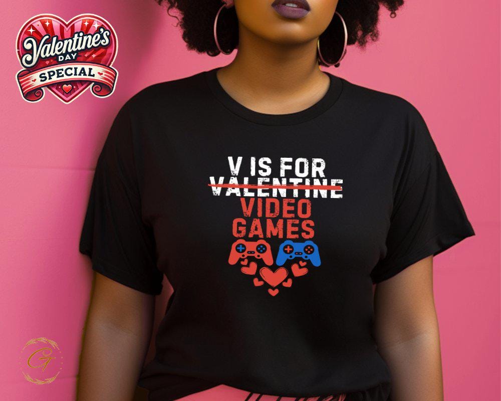 Valentine Retro Style Video Games Tee