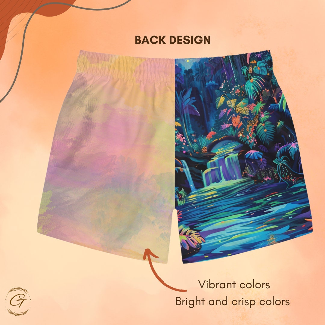 Rain Forest Swim Trunks, Vibrant AOP Design