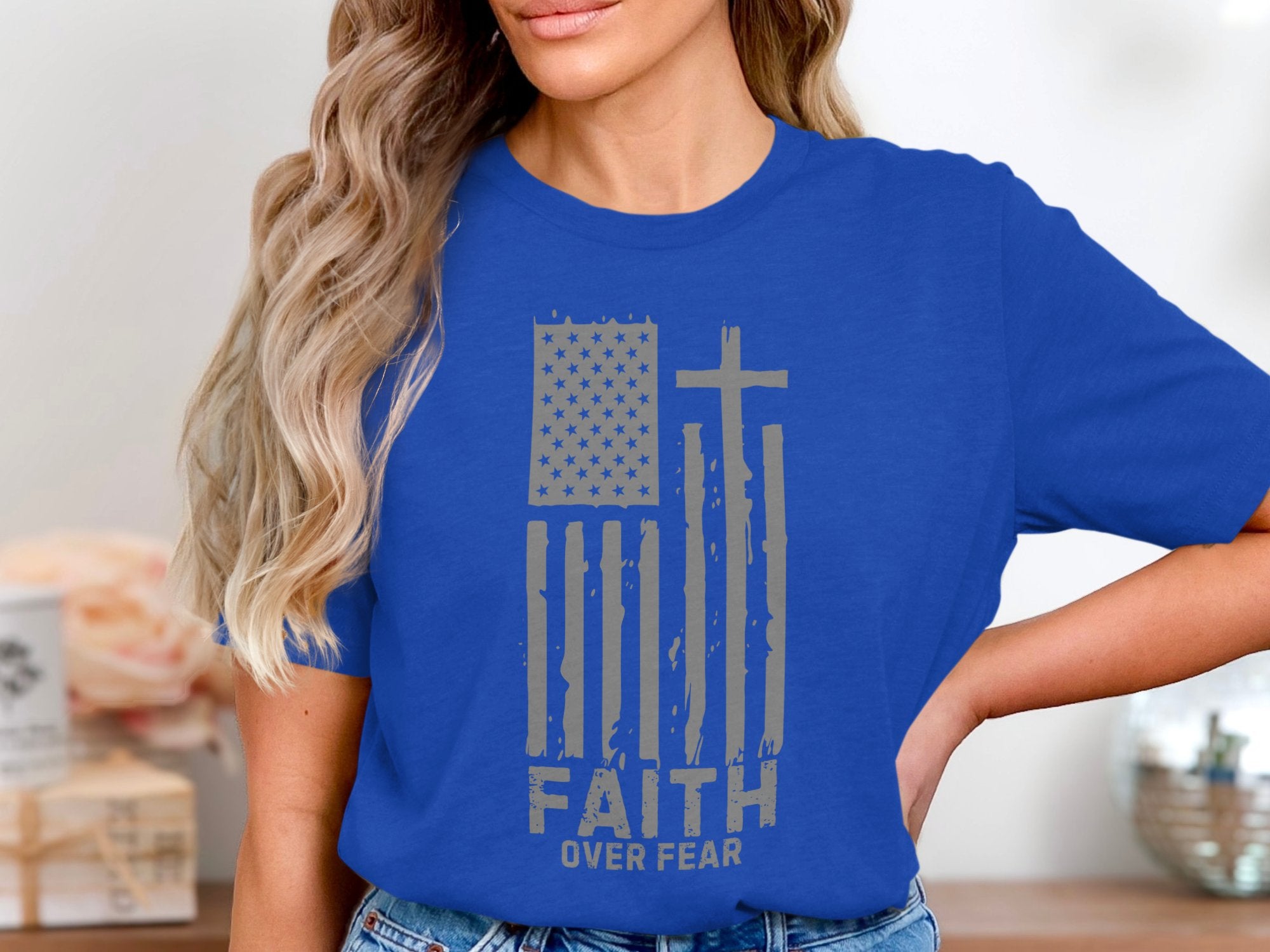 Faith Over Fear American Flag Graphic T-shirt product