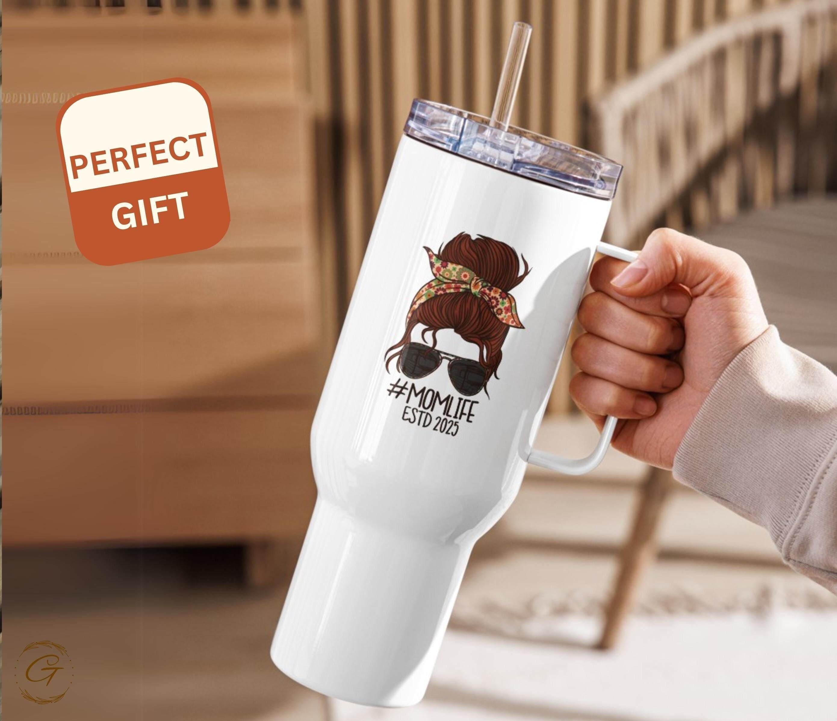Mom Life Travel Mug with Handle | Insulated Coffee Tumbler for Hot & Cold Drinks