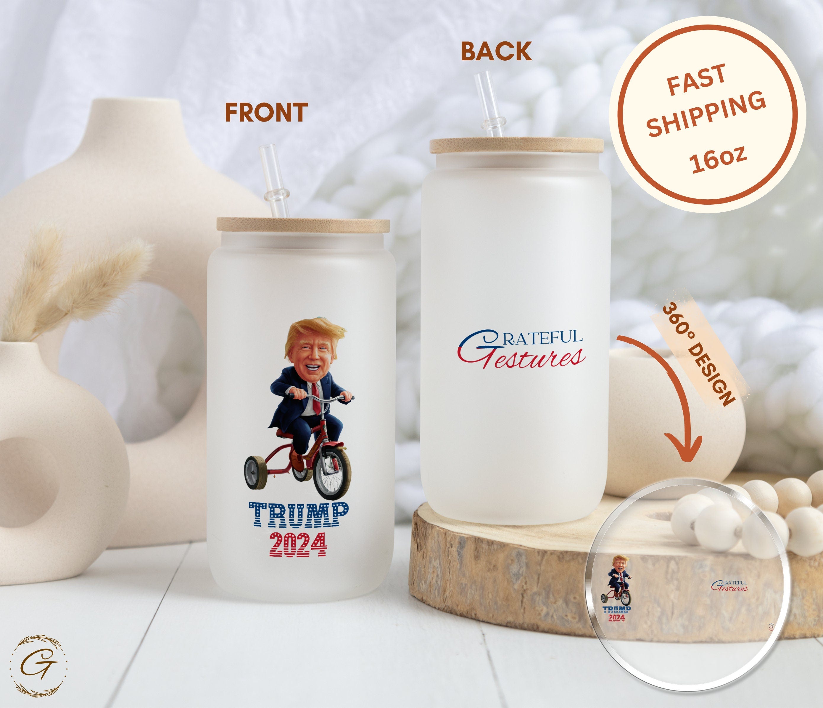 Trump 2024 Frosted Glass Tumbler