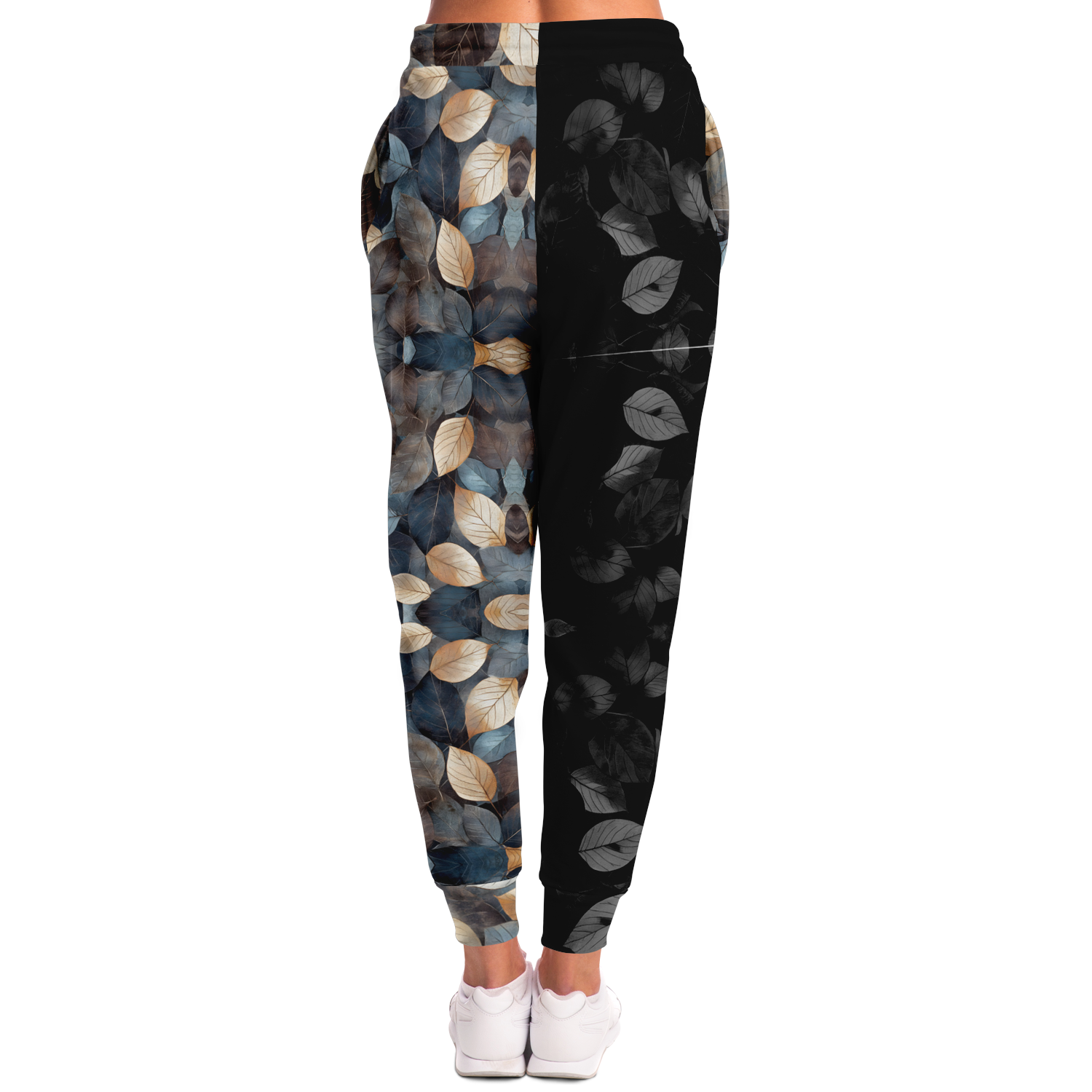 Two-Tone Leaf Print Joggers – Aesthetic Nature-Inspired Sweatpants