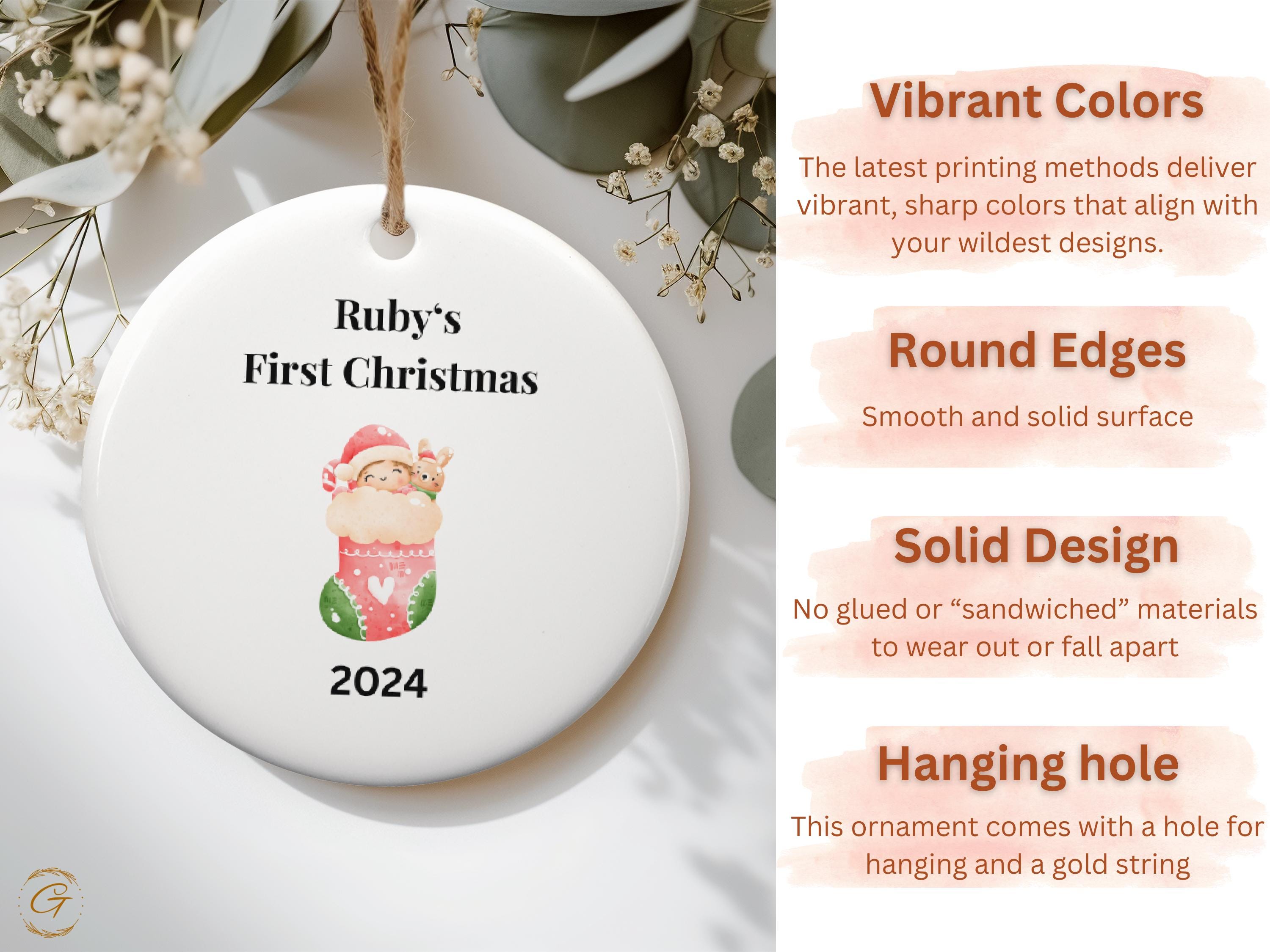 Personalized Baby's First Christmas Ornament, Personalized Stocking Decorations, Custom Baby Gift, Holiday Keepsake, 2024 Christmas Ornament