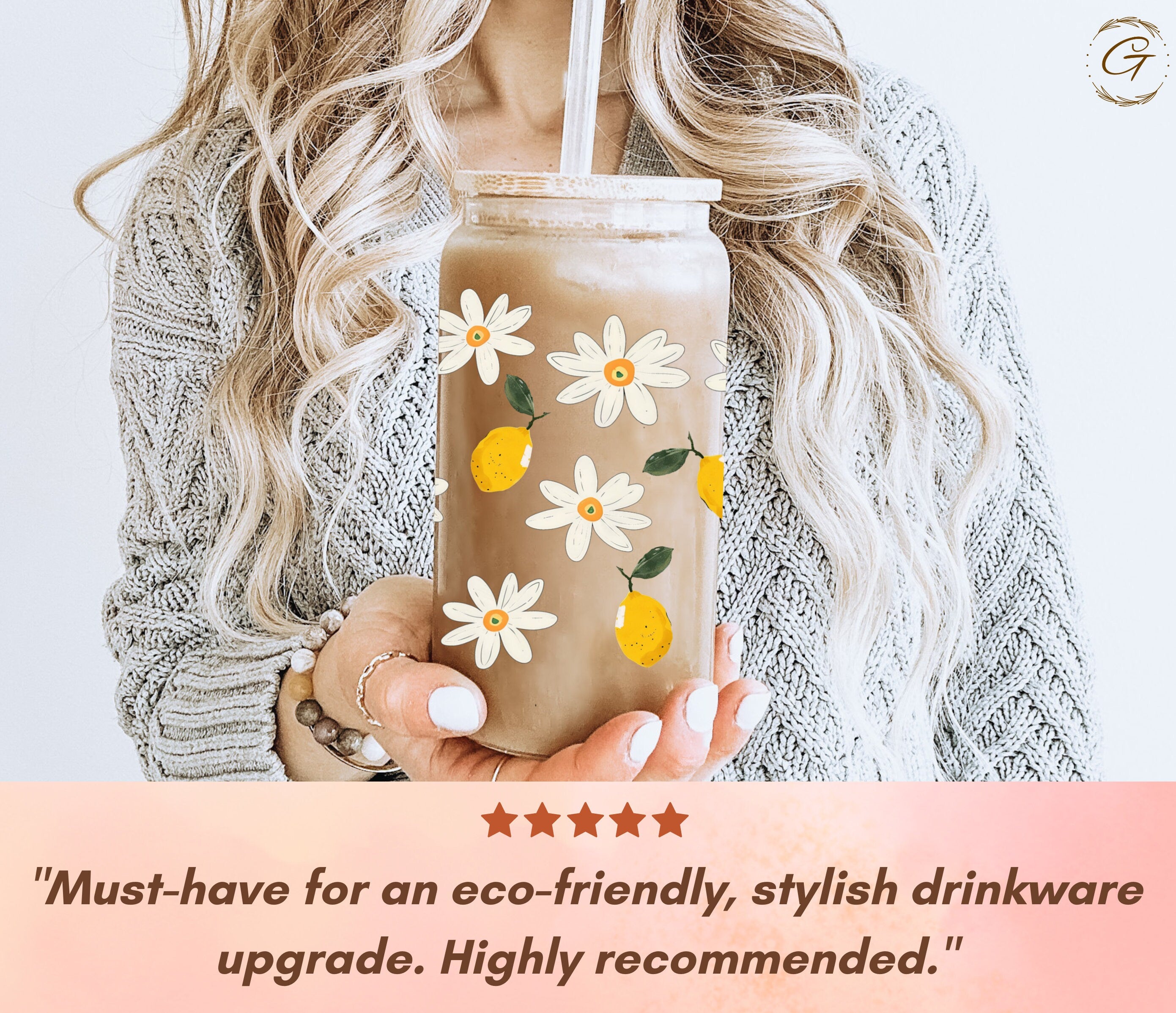 Cute Daisy and Lemon Pattern Tumbler