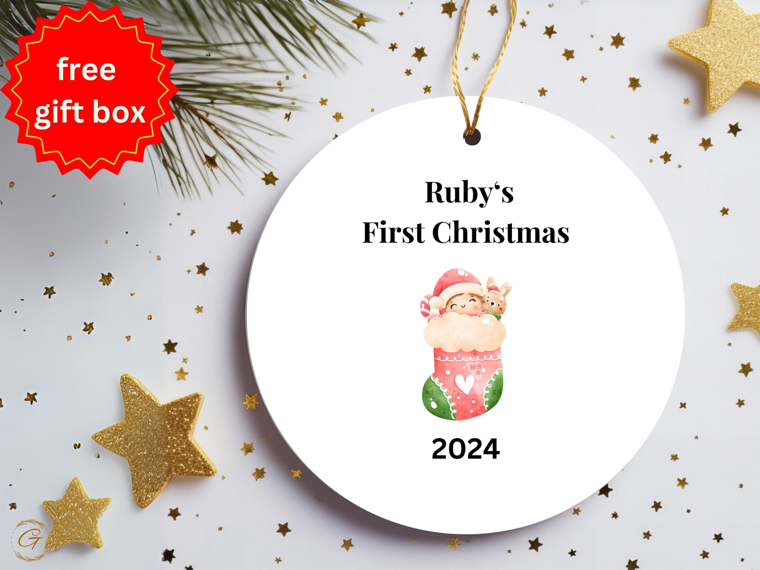 Personalized Baby's First Christmas Ornament, Personalized Stocking Decorations, Custom Baby Gift, Holiday Keepsake, 2024 Christmas Ornament
