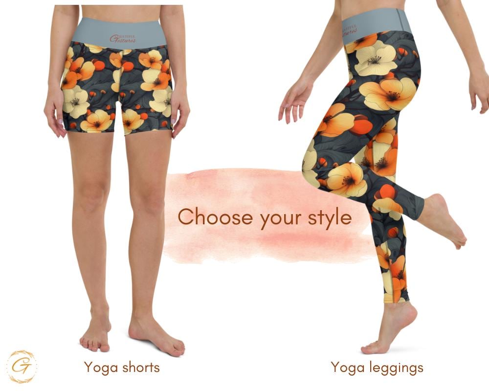 AOP Floral Yoga Leggings and Shorts -  All-Over Print