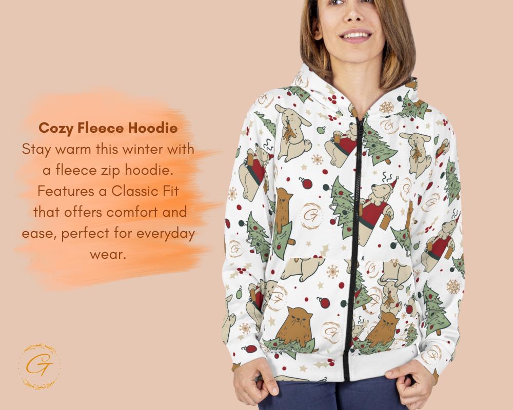Anti Christmas White Design Unisex Zip Hoodie All-Over Print