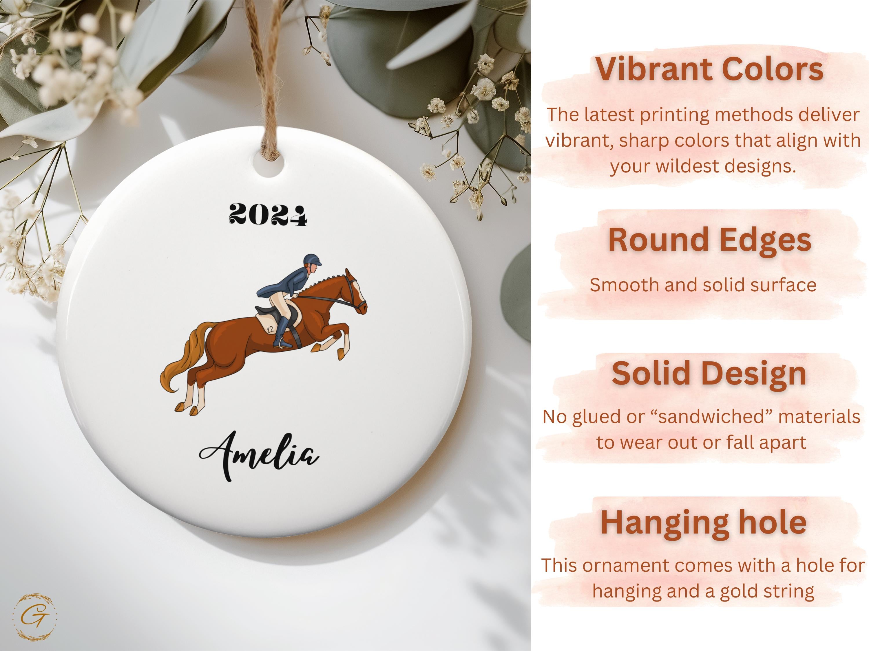 Personalized Equestrian Horse Rider Ornament, Personalized Horse Decor