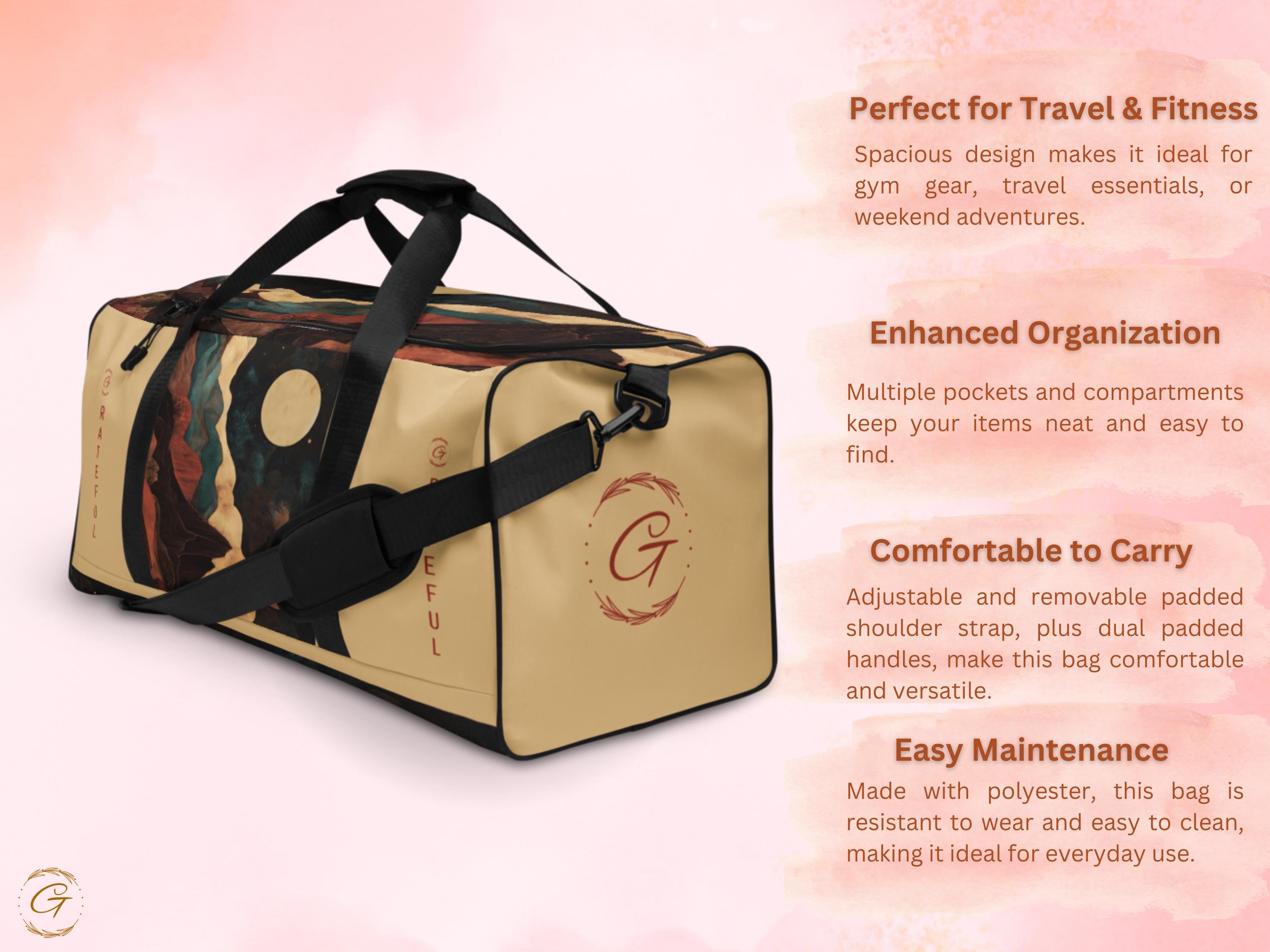 Elegant Moonlit AOP Landscape Duffel Bag – Unique Art Designs, Perfect for Gym, Travel & Weekend Adventure, Lightweight Spacious Duffle Bags