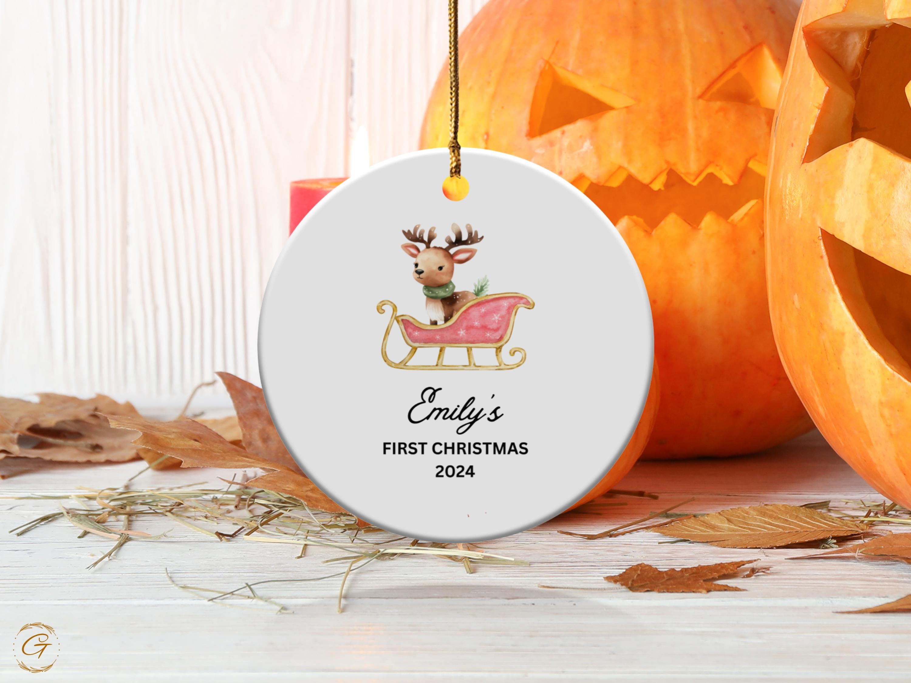 Custom Baby First Christmas Ornament 2024, Personalized Reindeer Christmas Ornament, Custom Baby Christmas Keepsake, Holiday Decoration Gift