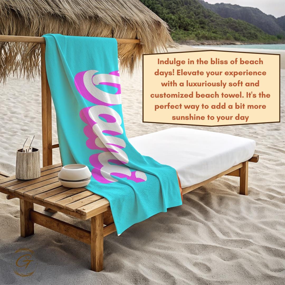 Colorful Beach Towel with Custom Name