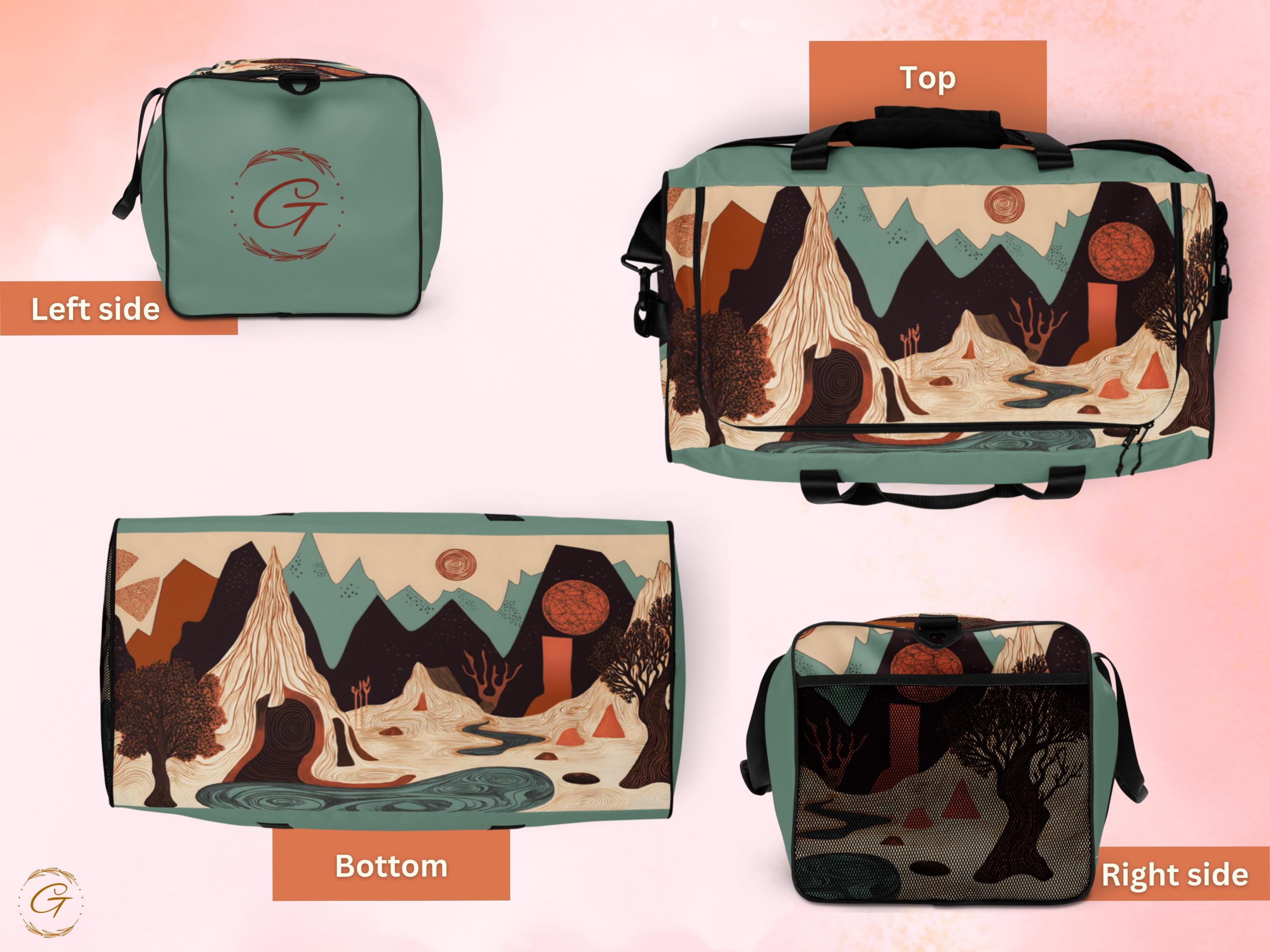Abstract Mountain AOP Duffel Bag - Stylish Floral Gym Bags, Travel, Sports, or Weekend Bags - Durable, Lightweight, Spacious, Trendy Designs