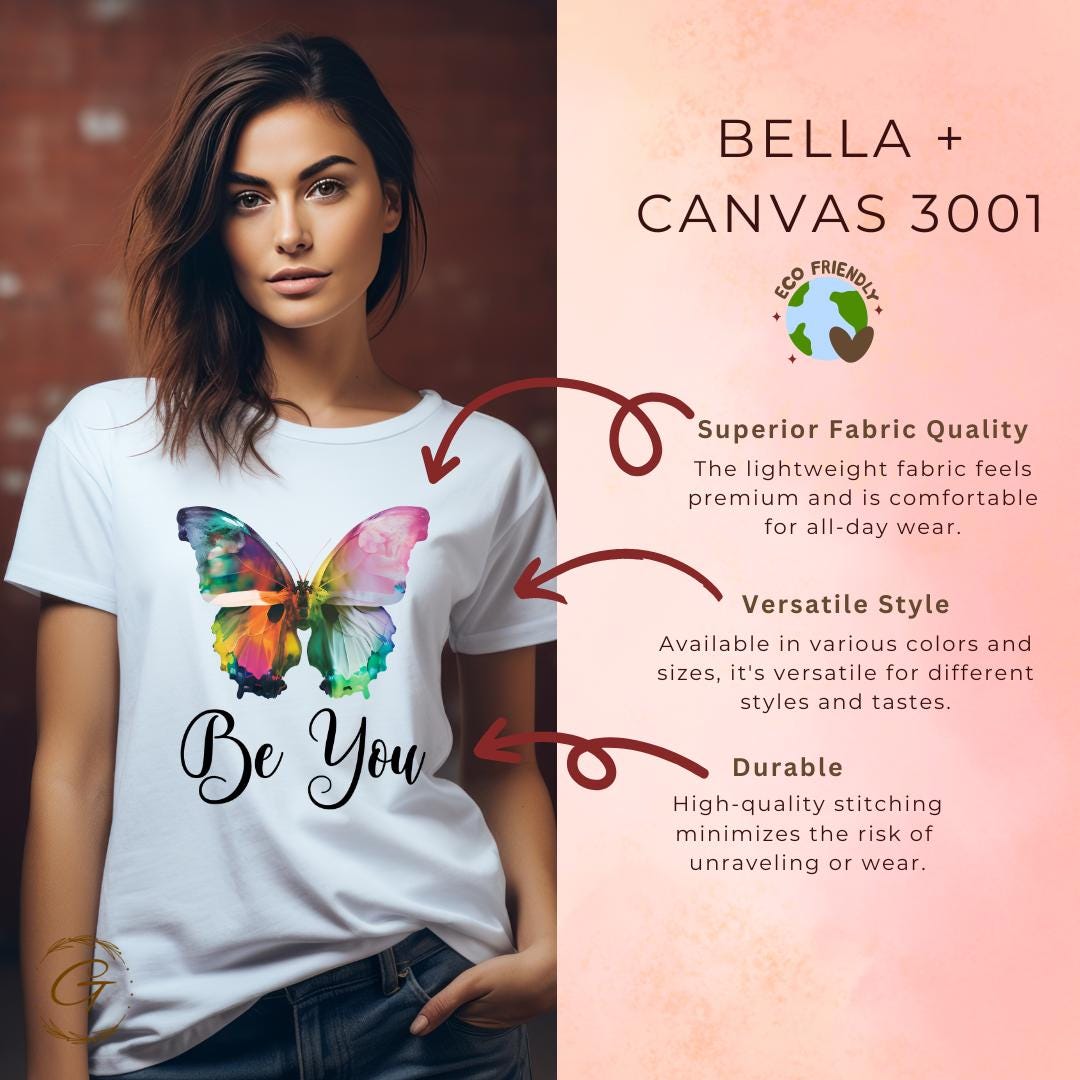 Inspirational Butterfly Graphic T-Shirt, Colorful Be You Design Tee