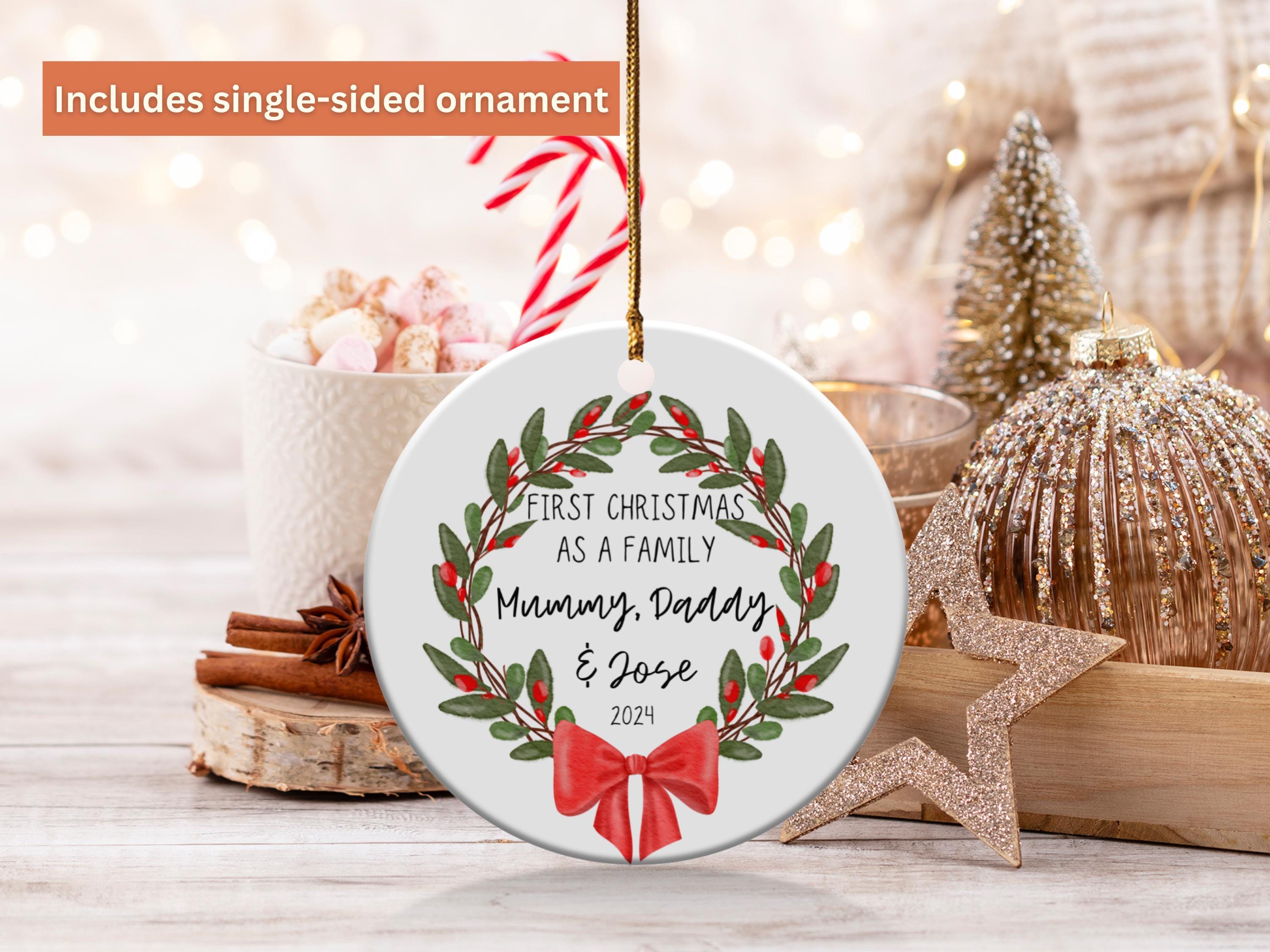 Custom First Christmas Family Ornament Wreath 2024