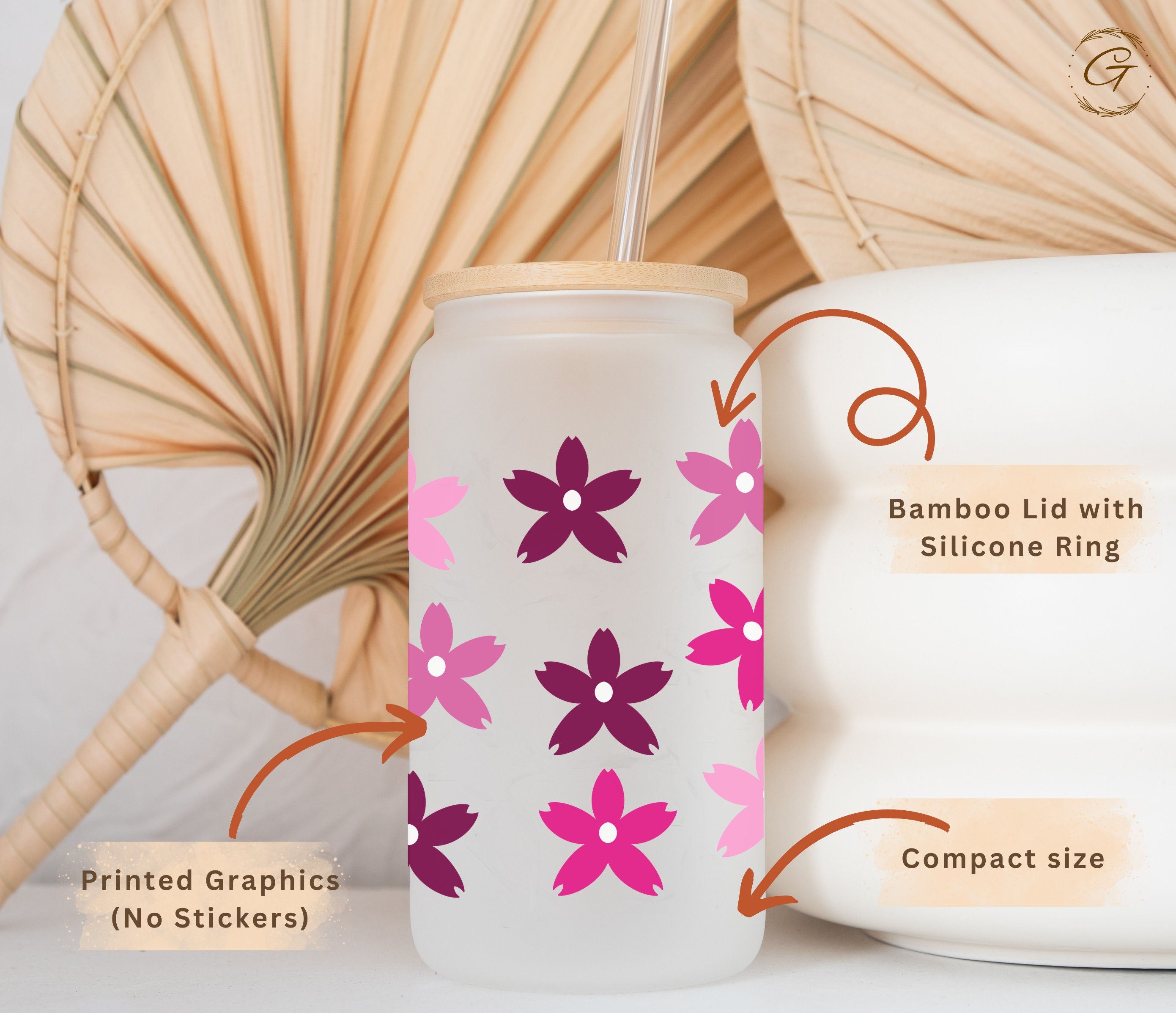 Pink Sakura Floral 16-oz Frosted Cup