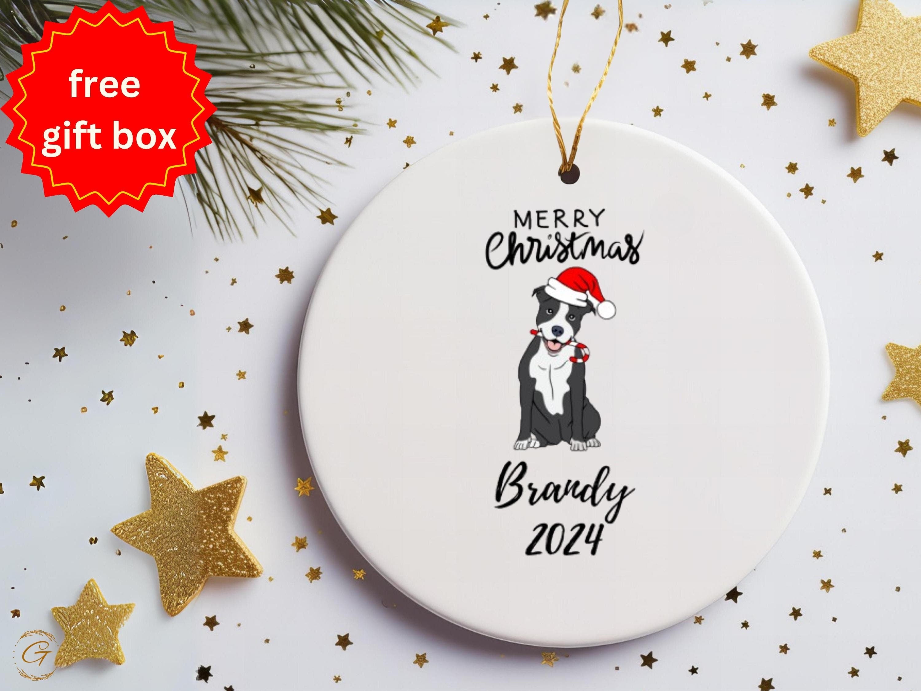 Personalized Merry Christmas Dog Santa Ornament 2024, Cute Dog Christmas Decoration, Personalized Christmas Tree Ornament, Holiday Keepsakes