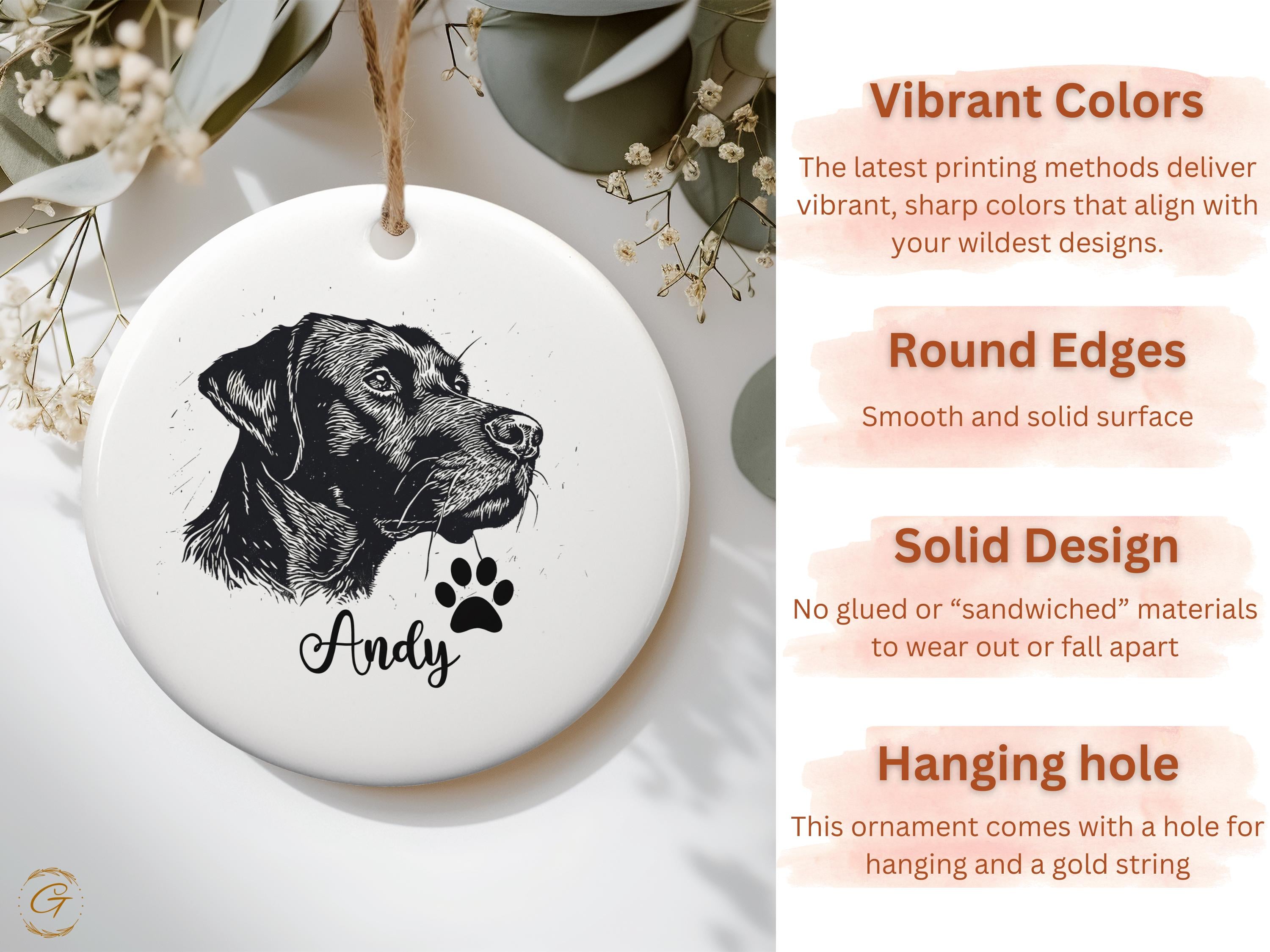 Custom Dog Lover Ornament, Personalized Pet Ornament