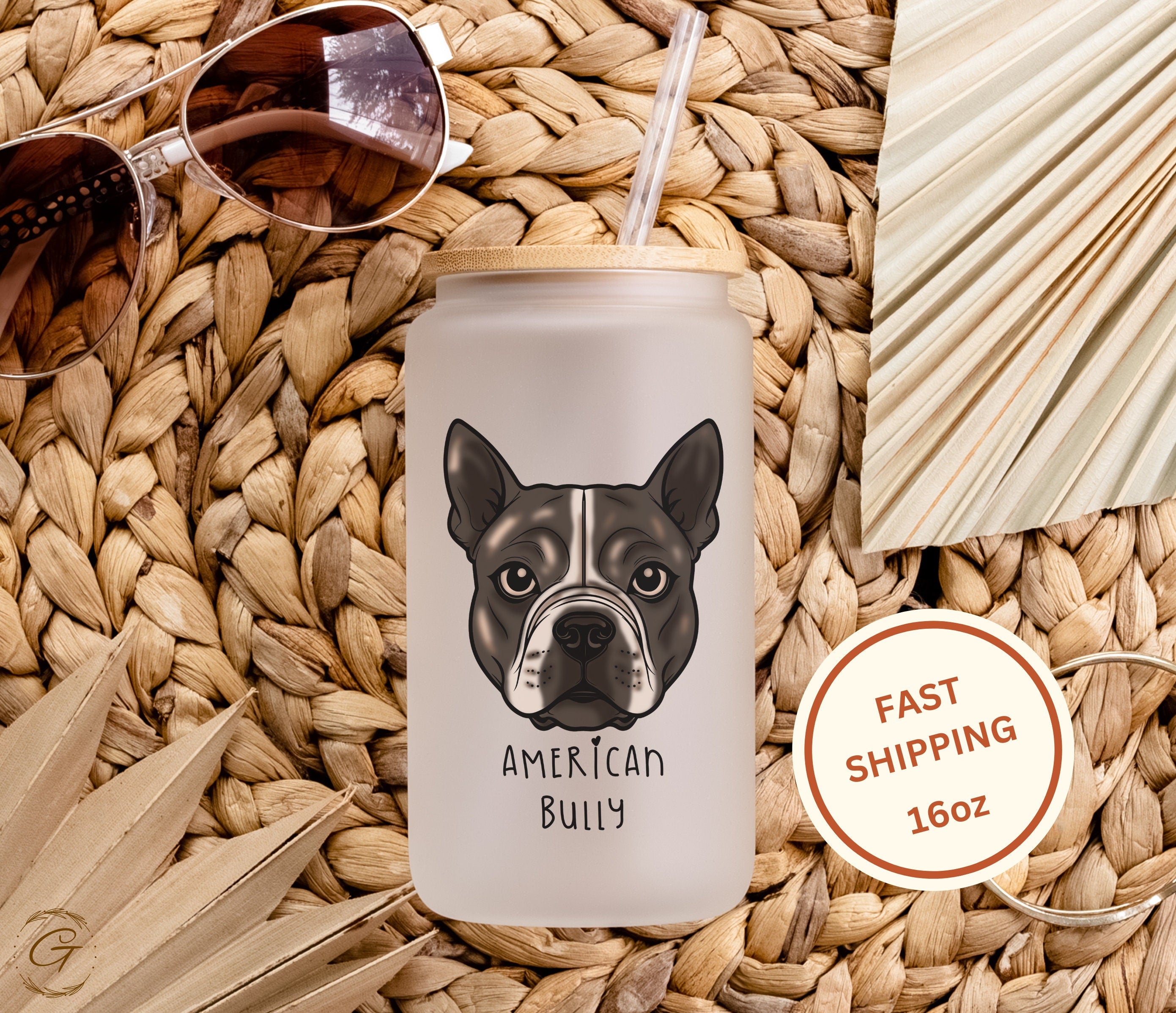 Personalized Dog American Bully Tumbler Frosted Glass With Personalized Name