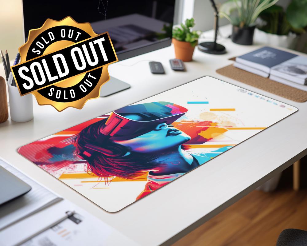 Colorful Virtual Reality Girl Gaming Mouse Pad, Extended Desk Mat, Abstract Colorful Art Design Durable and Non-Slip Base Desk Mat Accessory