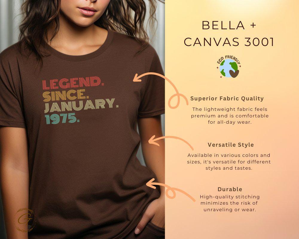 Legend Since January 1975 Retro Birthday Tee, Vintage Birthyear T-Shirt