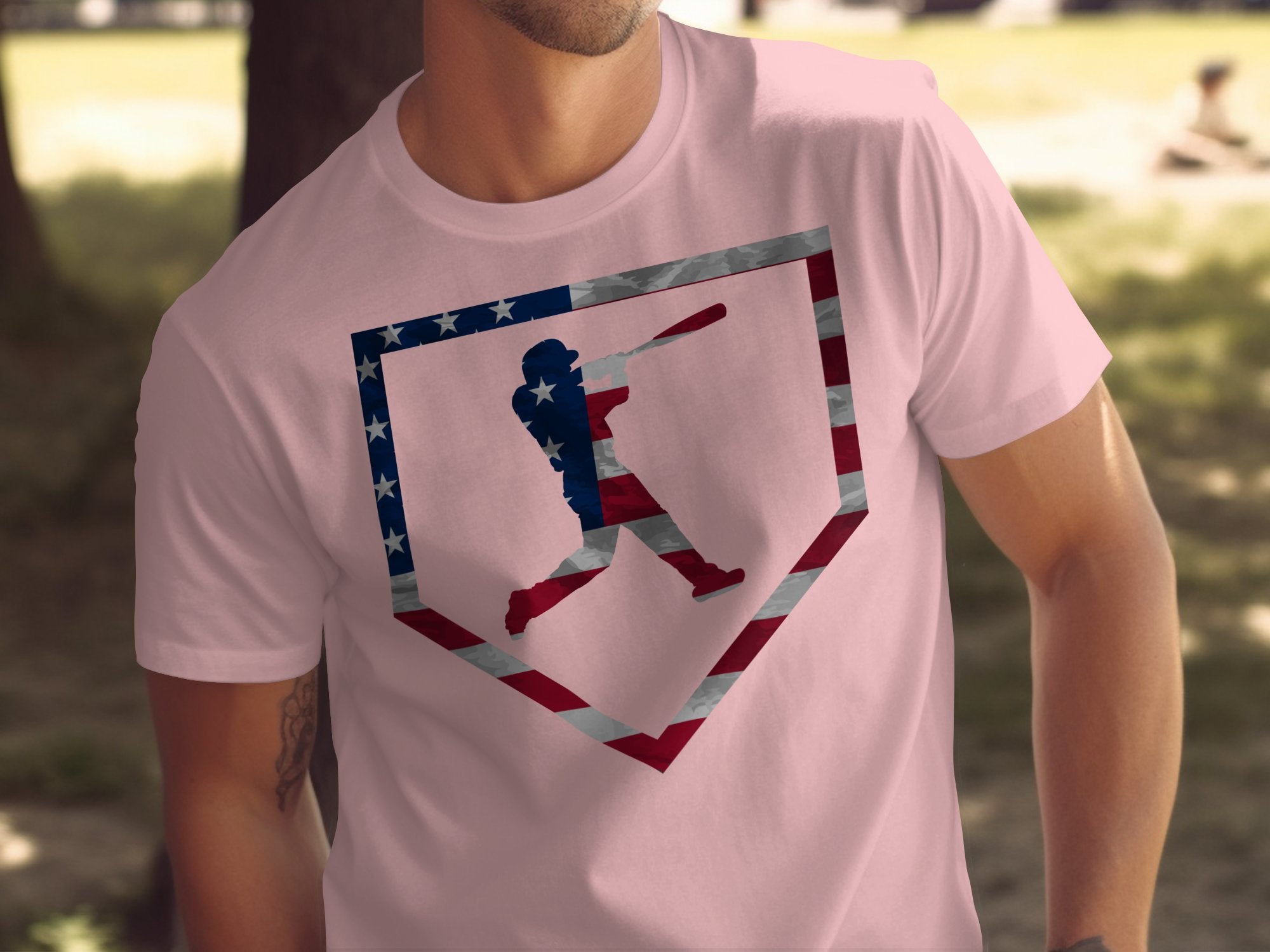 Patriotic Baseball Player Graphic Design T-Shirt product