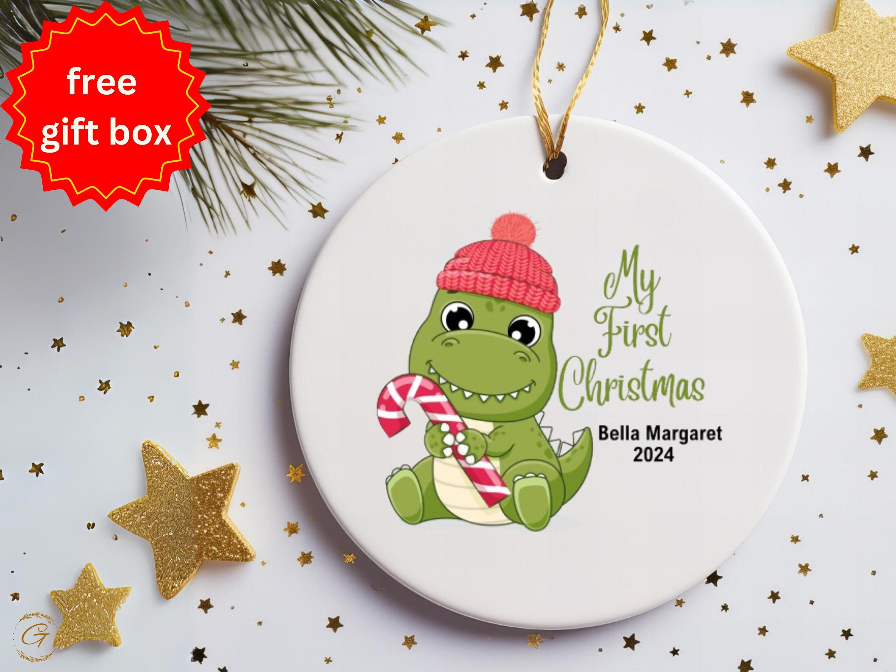 My First Christmas Ornament, Dinosaur Baby's First Christmas Gift, Cute Holiday Decoration Personalized Keepsake , Unique Gift for Stockings