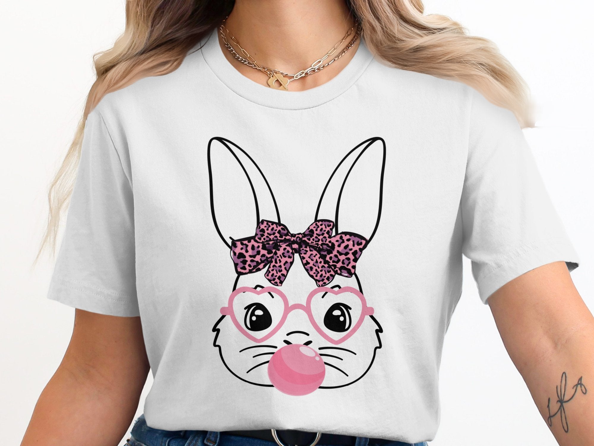 Cute Rabbit Graphic Tee with Bubblegum Print product