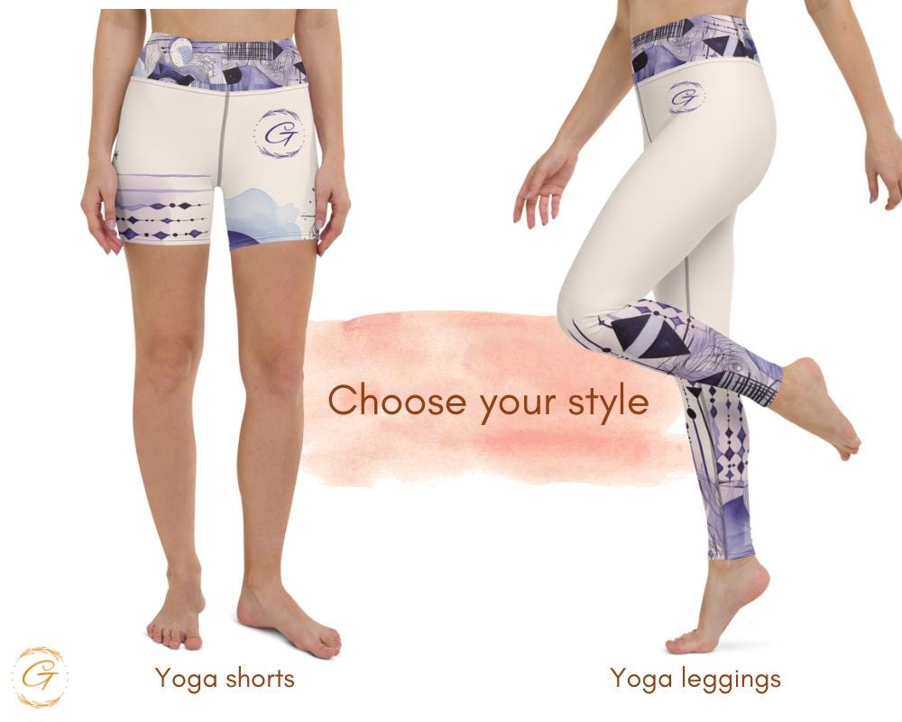 Quantum Pastel AOP Design Yoga Shorts and Leggings, Stylish Activewear for Women Comfortable Stretch Perfect for Yoga Fitness, Everyday Wear