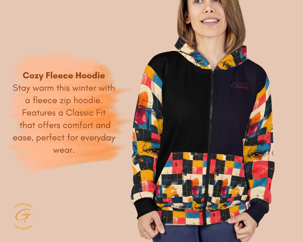 Retro Checkered Unisex Zip Hoodie All-Over Print