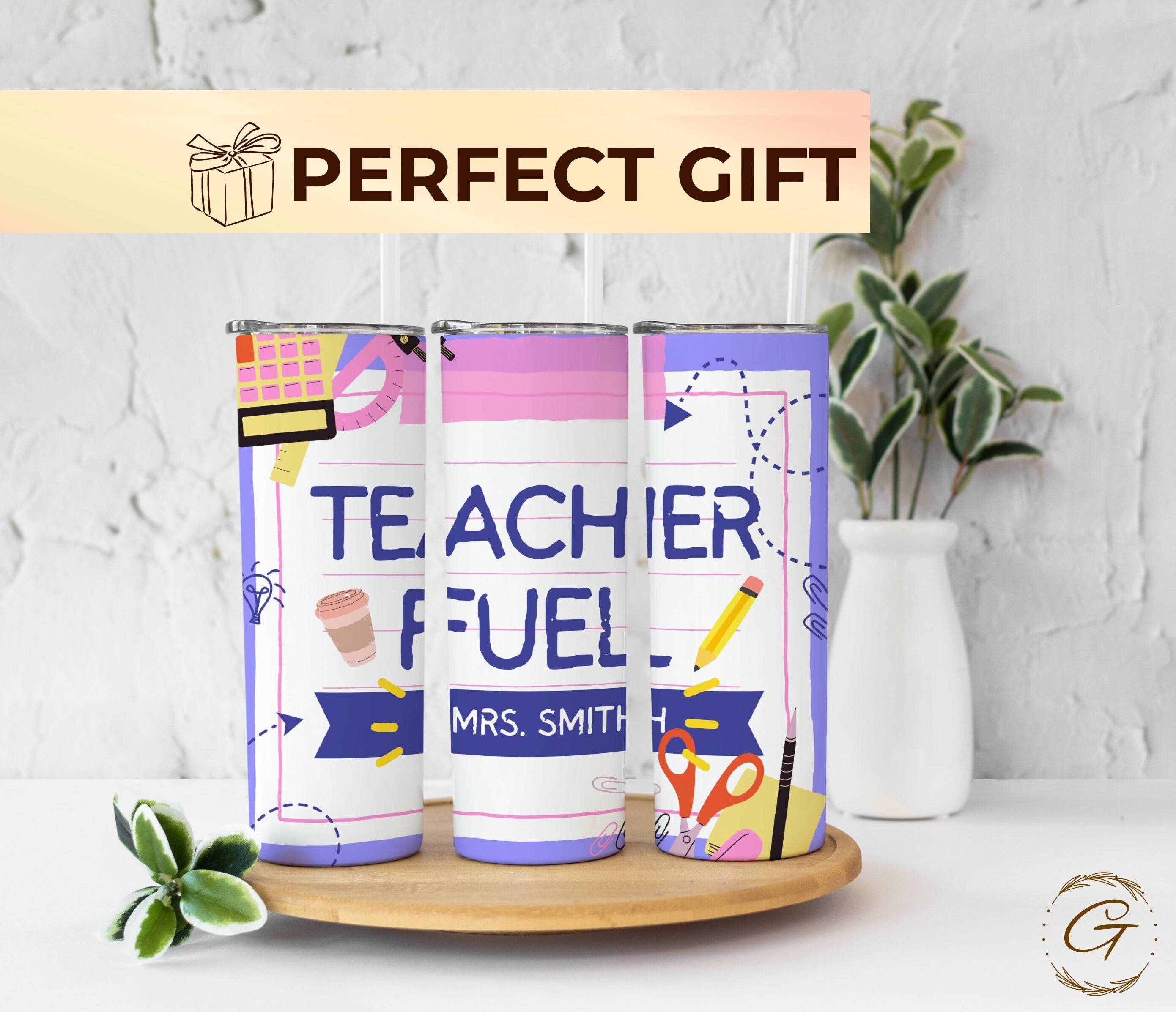 Teacher Fuel Custom Appreciation Tumbler - 20 oz Skinny