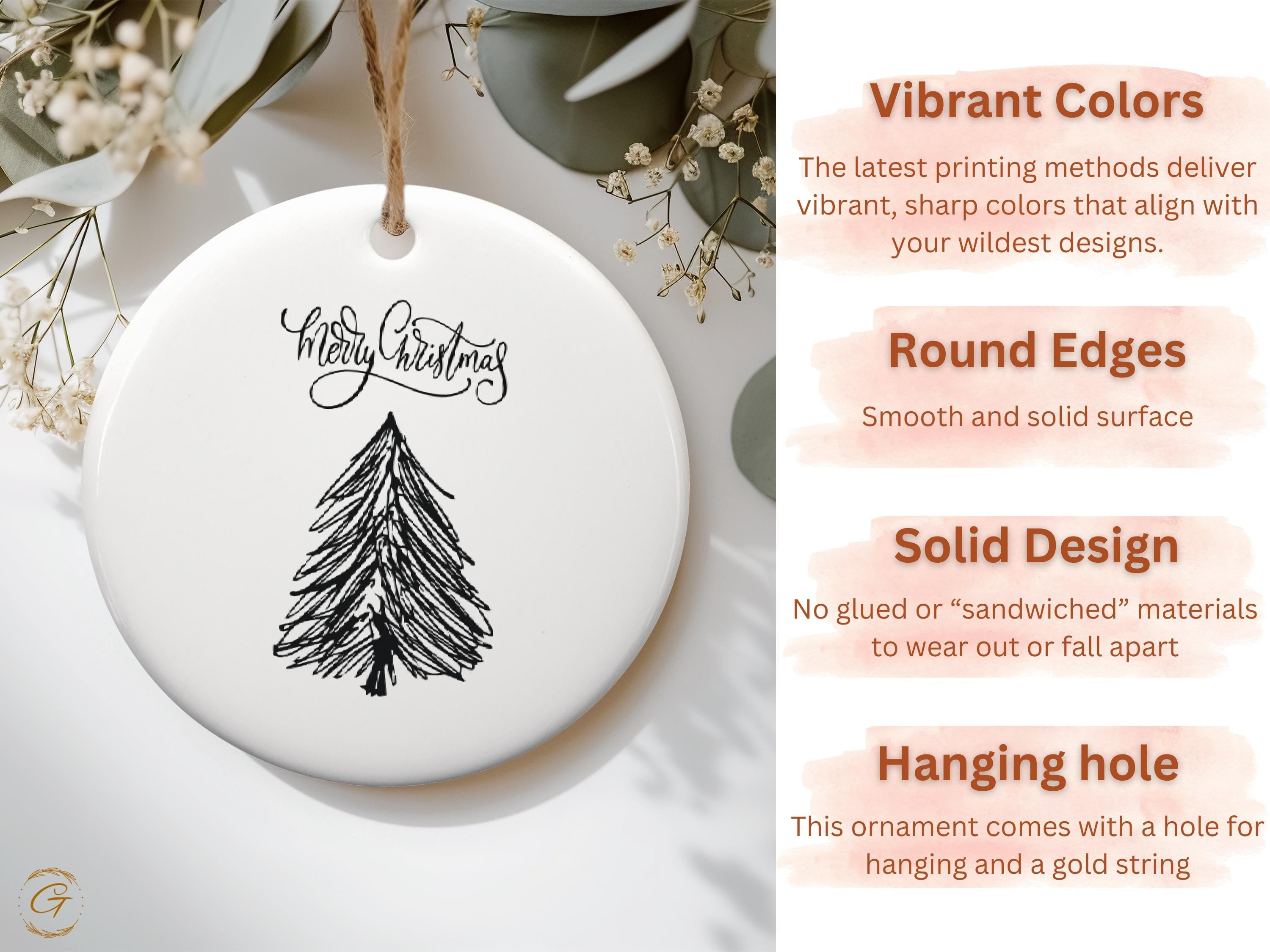 Merry Christmas Tree Ornament, Holiday Decoration, Festive Tree Decors, Christmas Decoration, Winter Home Accent, Tree Accessories Keepsakes