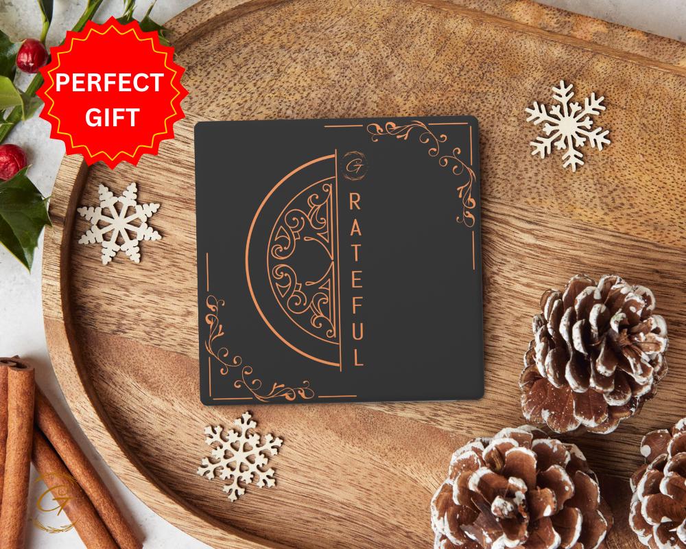 Soapstone Coaster with Gvert Ornate Design with Cork Backing