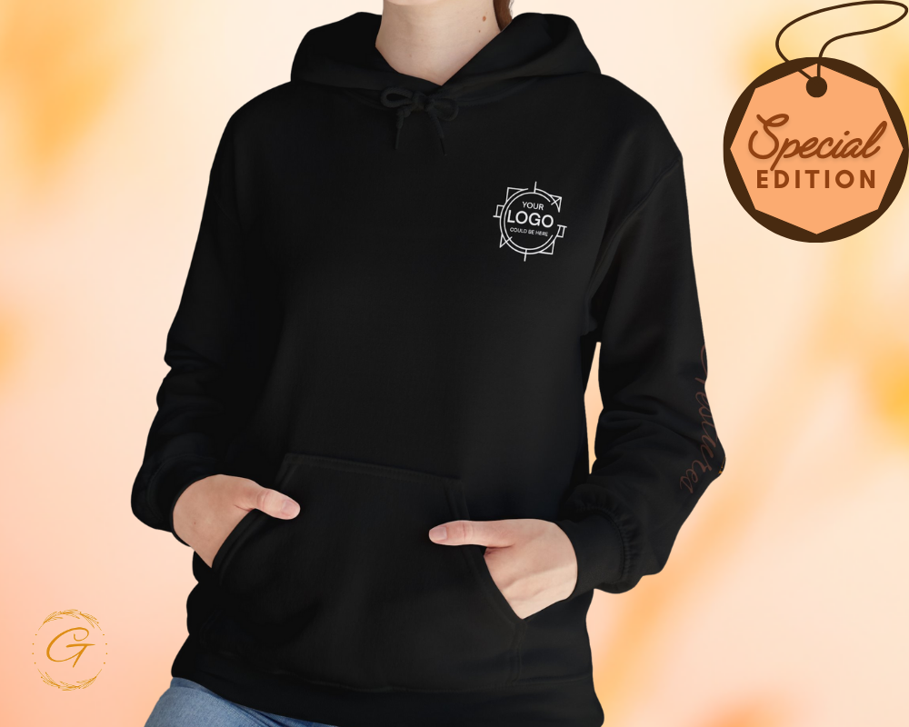 Custom Hoodies with Personalized Left Chest & Wrist Logo Print