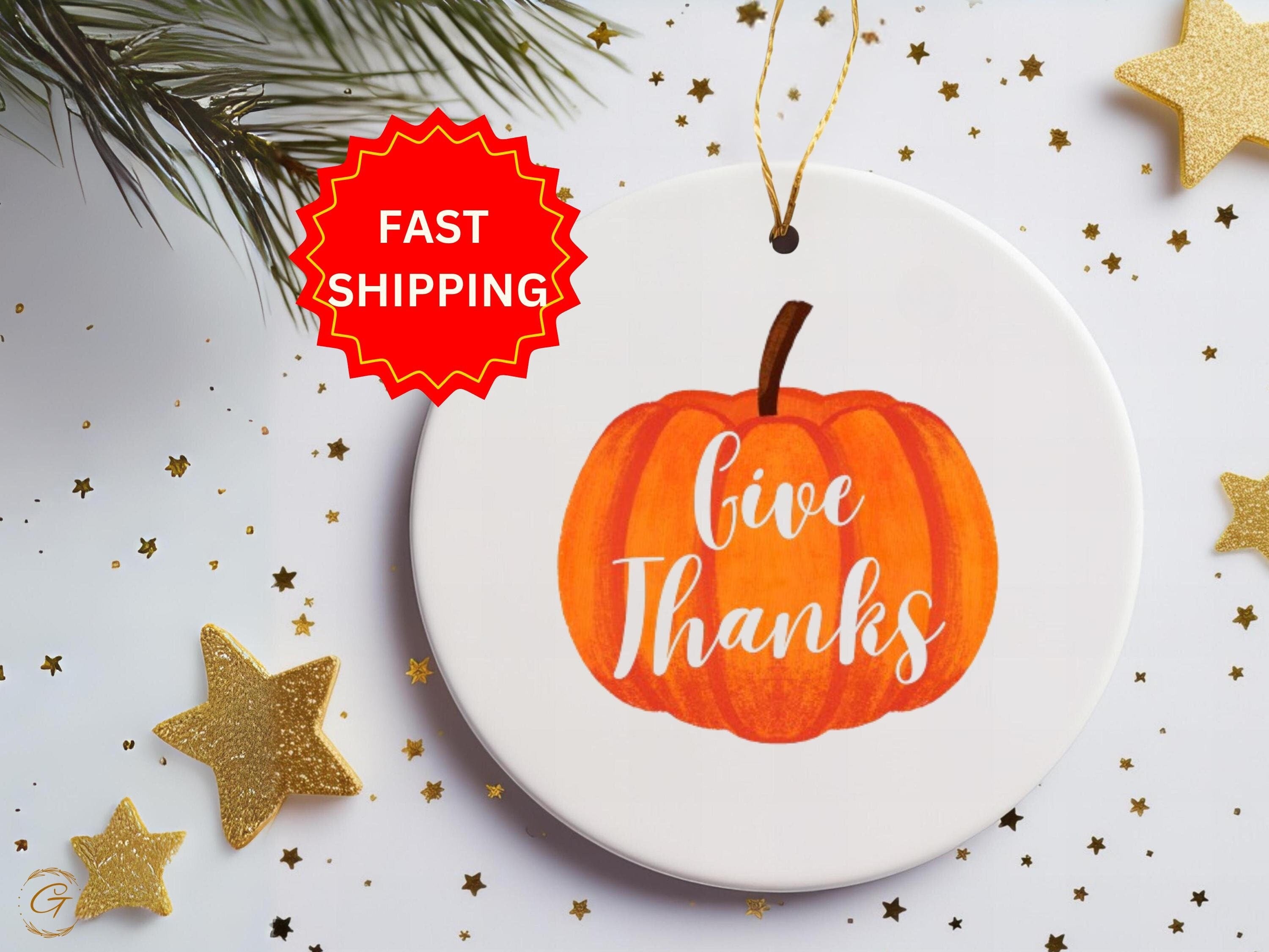 Thanksgiving Pumpkin Ornament, Autumn Home Keepsakes, Give Thanks Fall Ornament, Harvest Themed Decor, Holiday Pumpkin Gift, Seasonal Decors