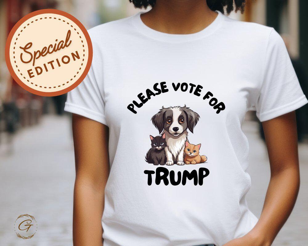 Trump T-Shirt, Political Cute Dog and Cat Vote Tee