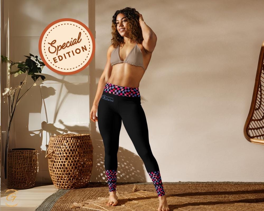 Vibrant Checkered Yoga Shorts and Leggings, Comfortable High Quality Activewear, Perfect for Workouts Yoga and Everyday Wear Stretchy Fabric