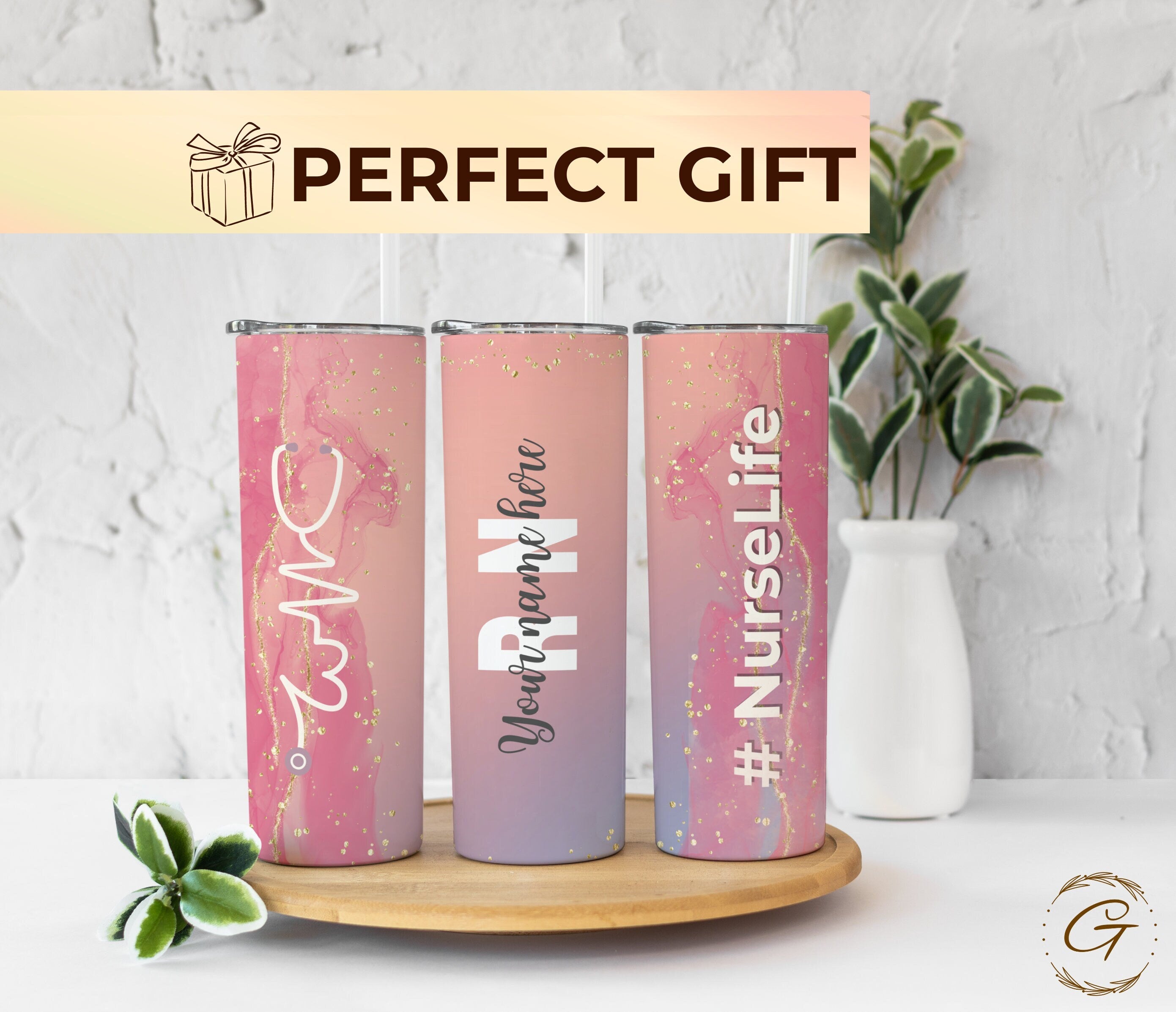 Personalized Nurse Tumbler, 20 oz Skinny